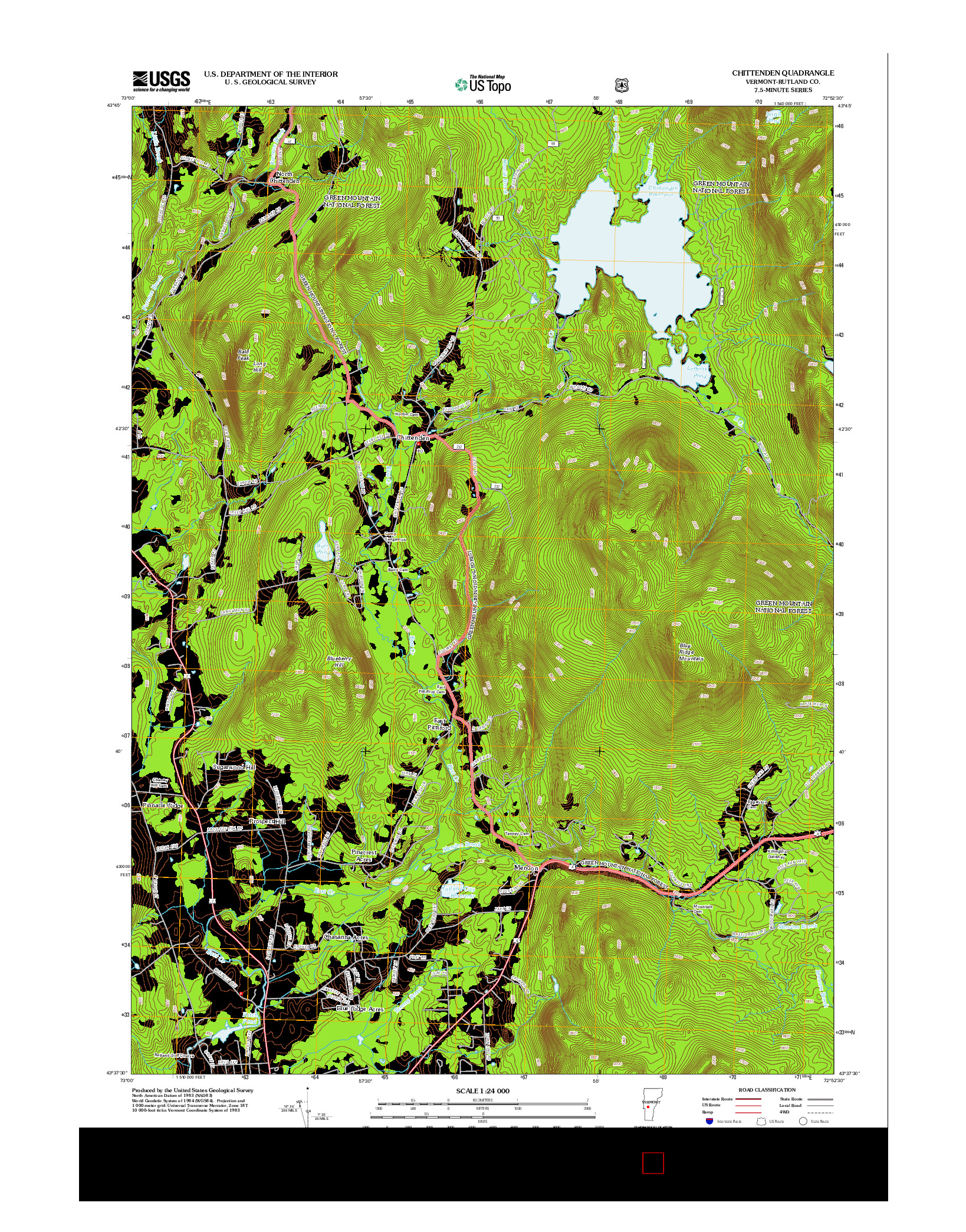 USGS US TOPO 7.5-MINUTE MAP FOR CHITTENDEN, VT 2012