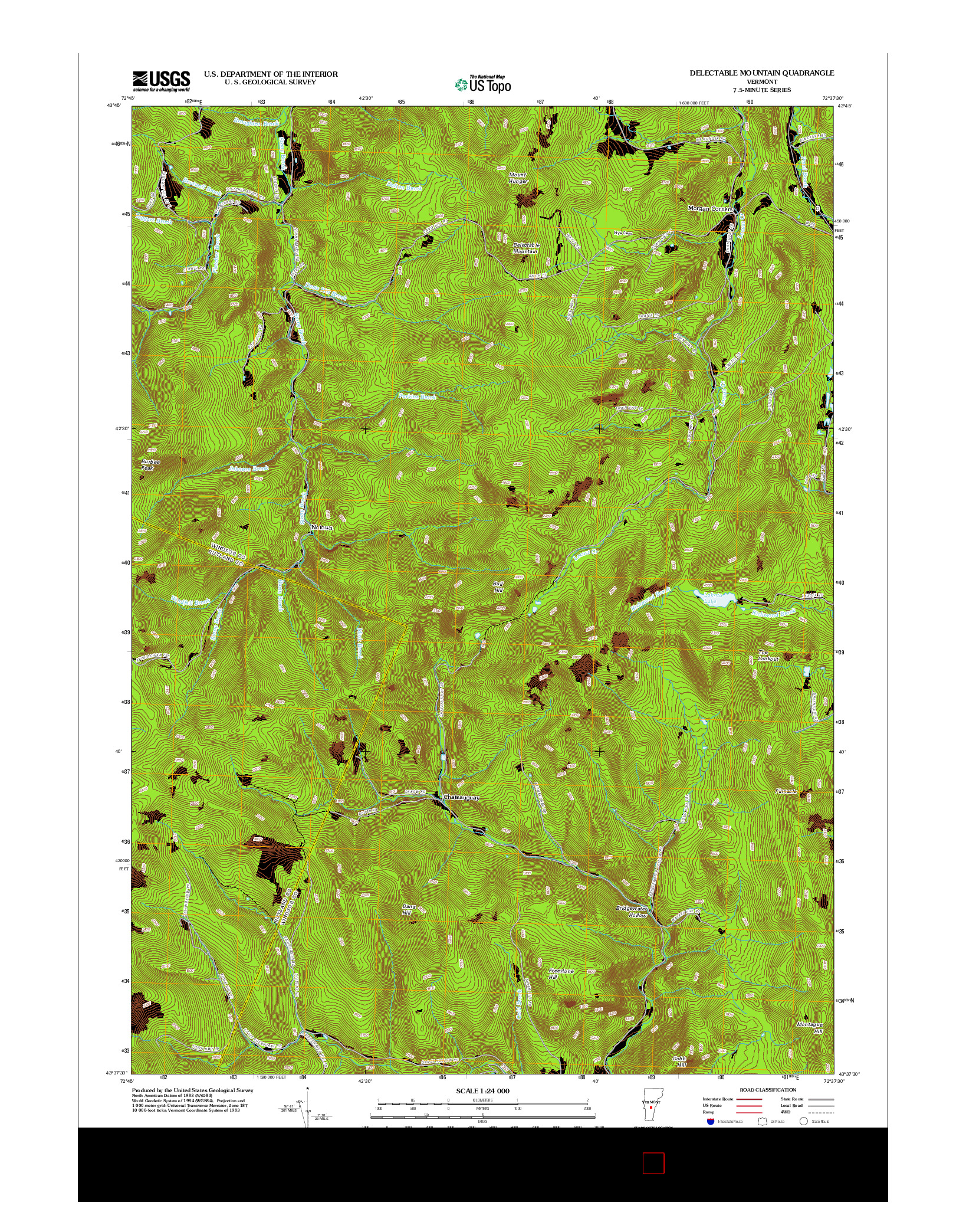 USGS US TOPO 7.5-MINUTE MAP FOR DELECTABLE MOUNTAIN, VT 2012