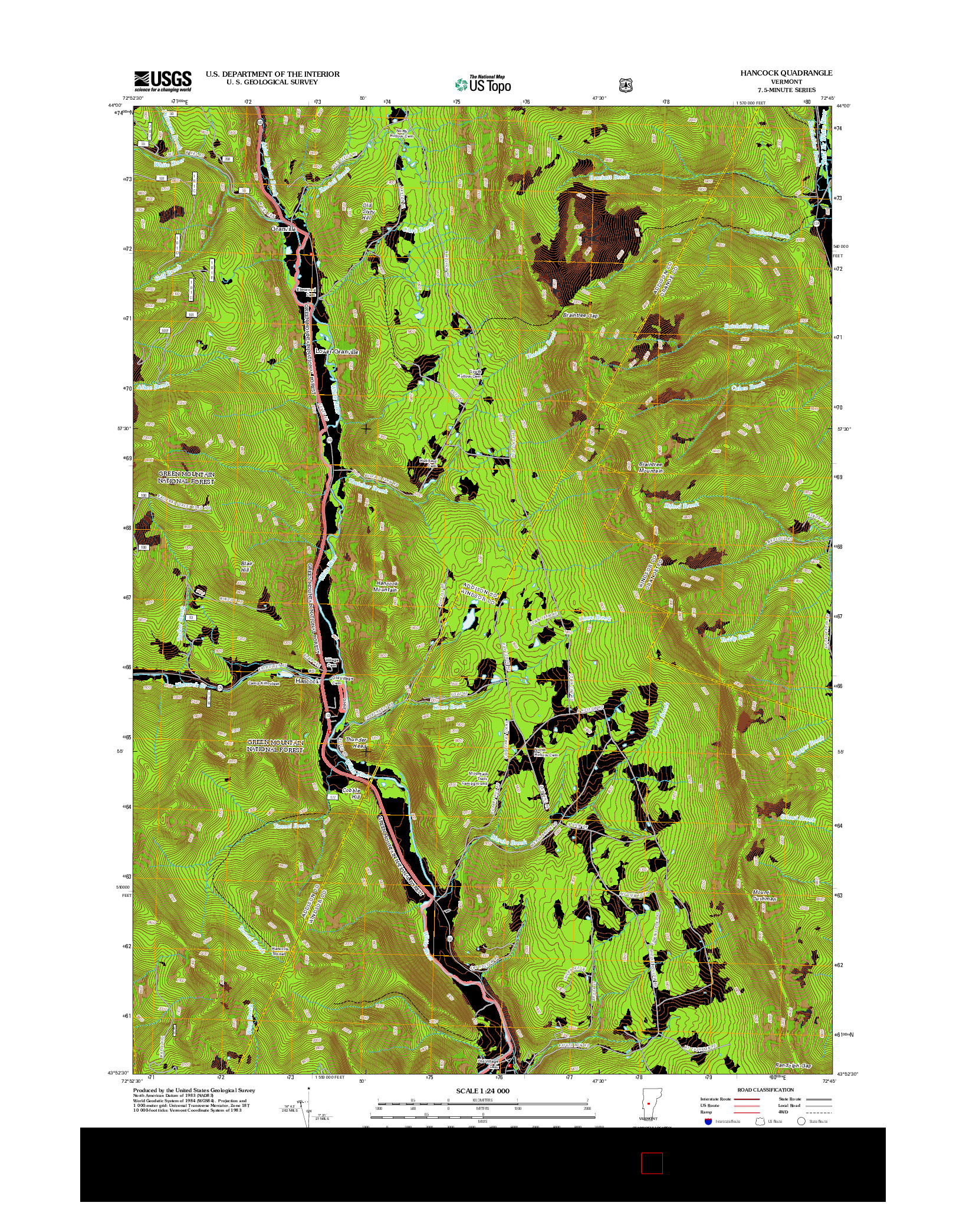 USGS US TOPO 7.5-MINUTE MAP FOR HANCOCK, VT 2012