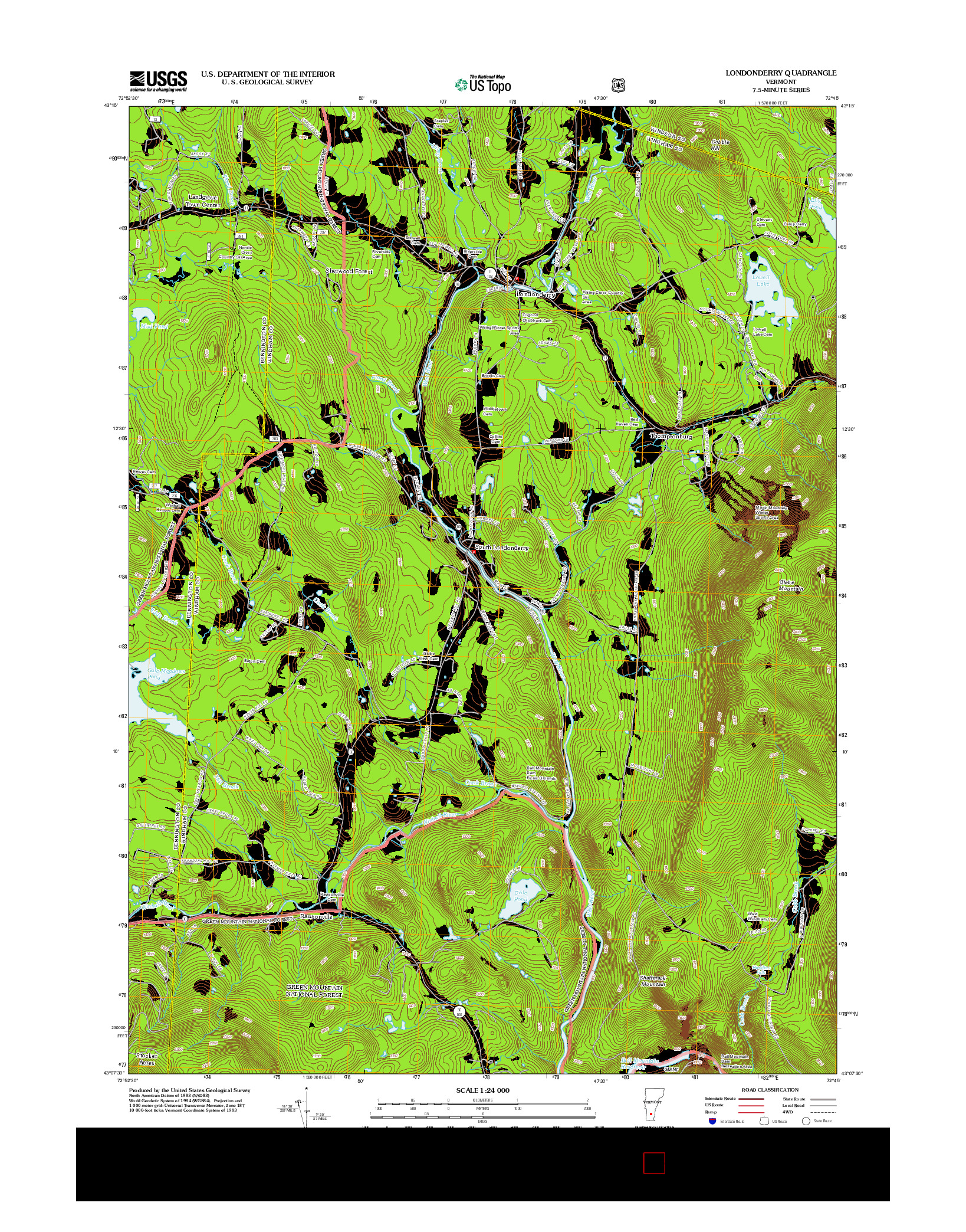 USGS US TOPO 7.5-MINUTE MAP FOR LONDONDERRY, VT 2012