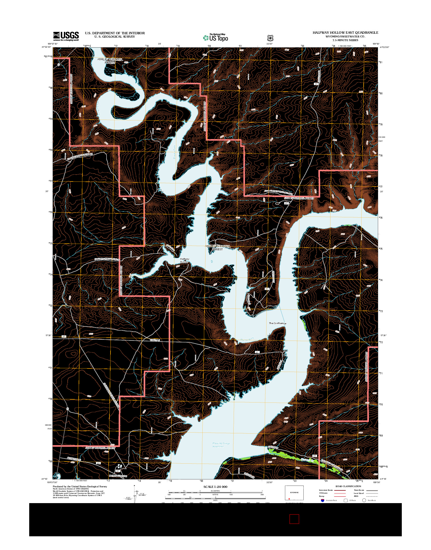 USGS US TOPO 7.5-MINUTE MAP FOR HALFWAY HOLLOW EAST, WY 2012