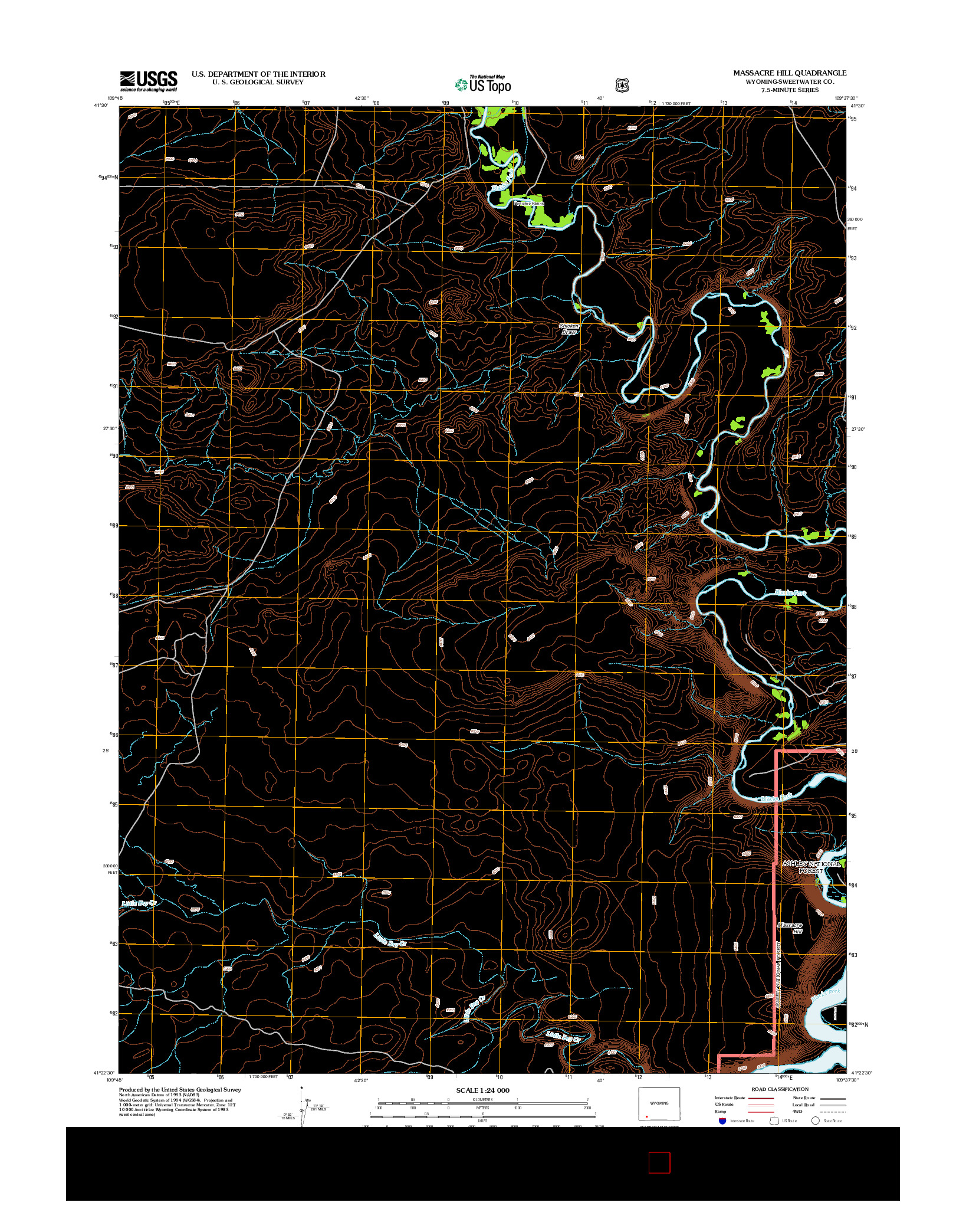 USGS US TOPO 7.5-MINUTE MAP FOR MASSACRE HILL, WY 2012