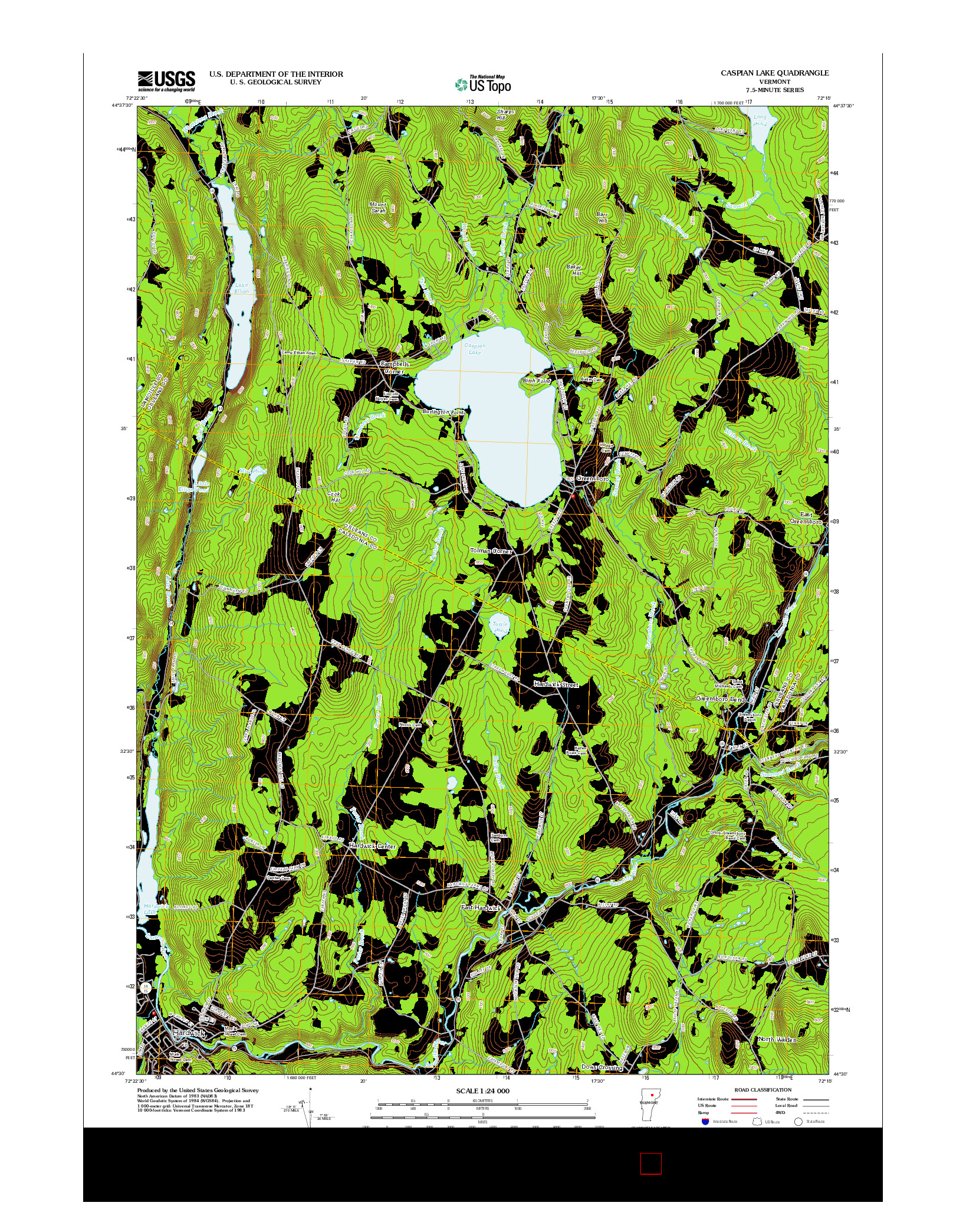 USGS US TOPO 7.5-MINUTE MAP FOR CASPIAN LAKE, VT 2012