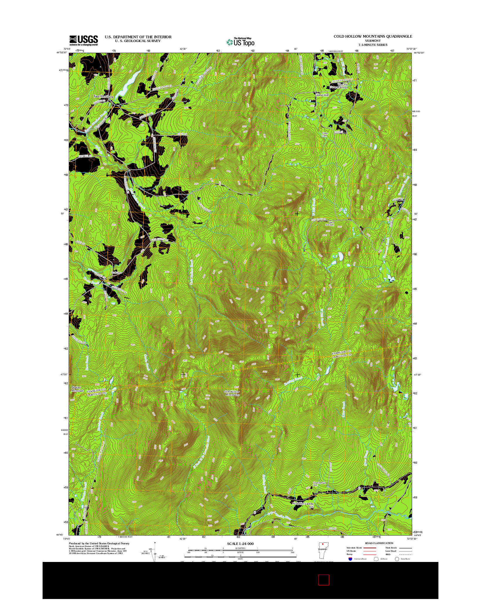 USGS US TOPO 7.5-MINUTE MAP FOR COLD HOLLOW MOUNTAINS, VT 2012