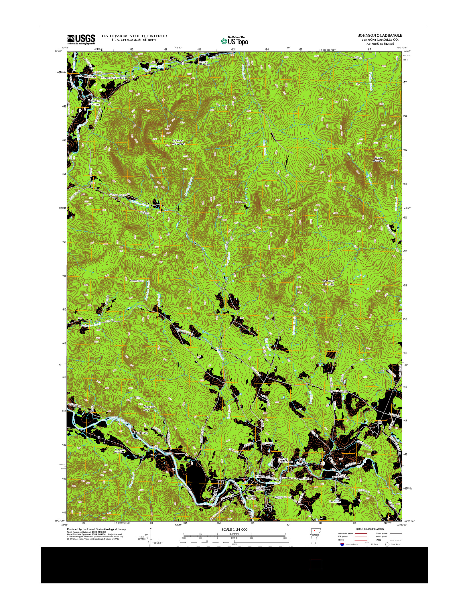 USGS US TOPO 7.5-MINUTE MAP FOR JOHNSON, VT 2012