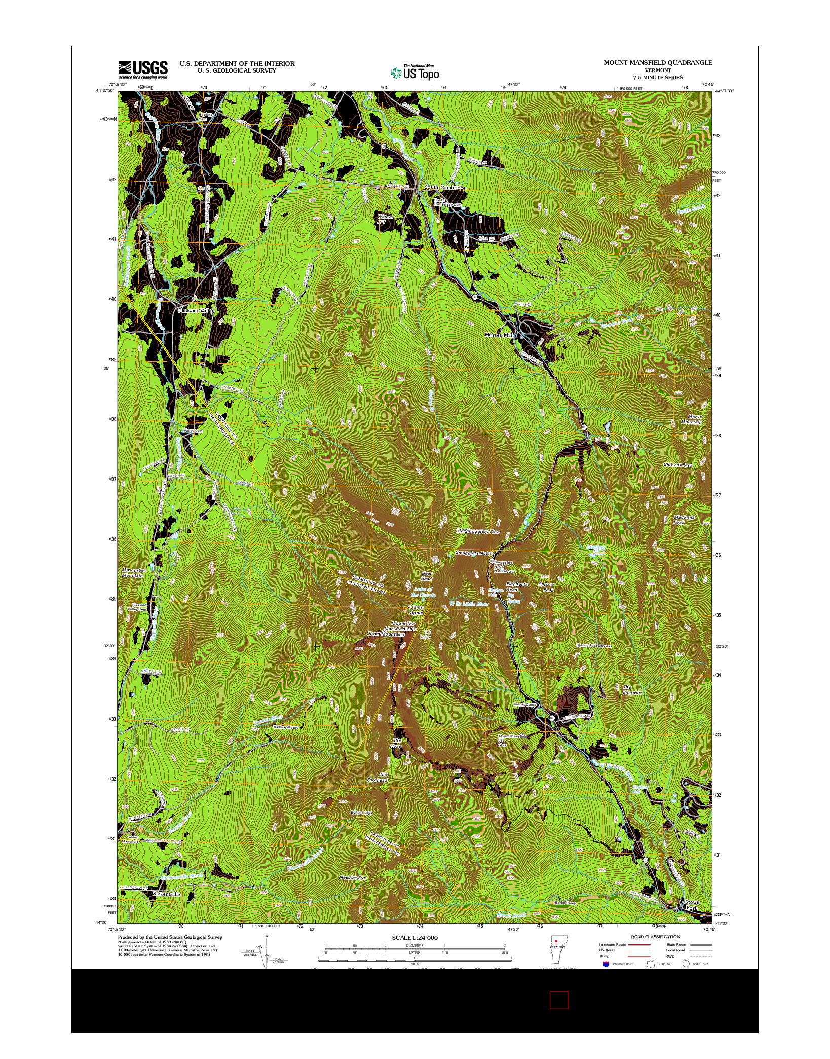 USGS US TOPO 7.5-MINUTE MAP FOR MOUNT MANSFIELD, VT 2012