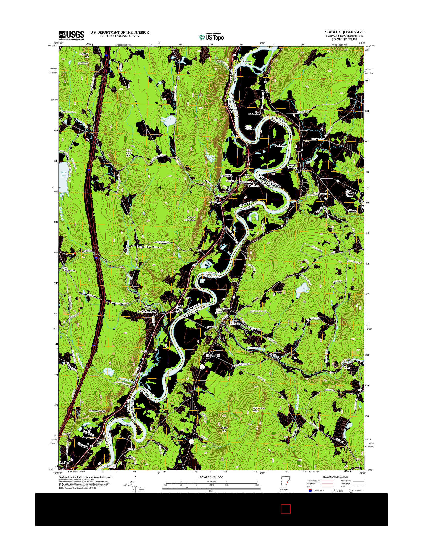 USGS US TOPO 7.5-MINUTE MAP FOR NEWBURY, VT-NH 2012