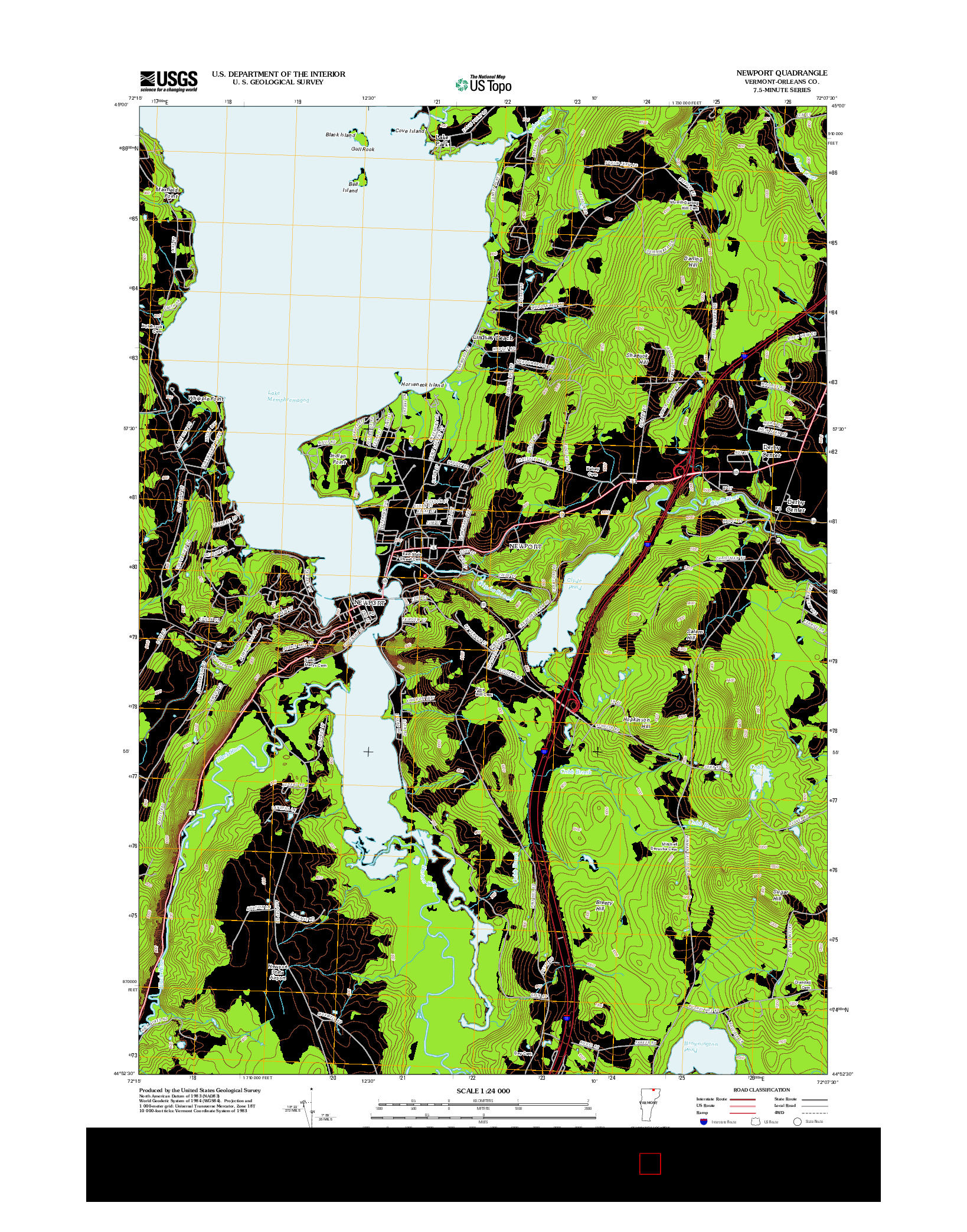 USGS US TOPO 7.5-MINUTE MAP FOR NEWPORT, VT 2012