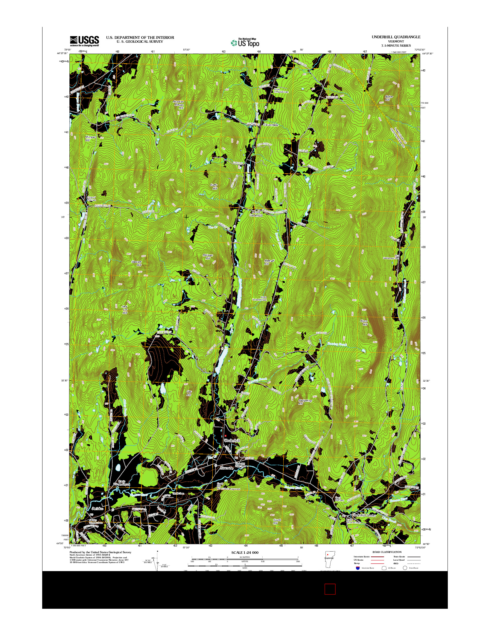 USGS US TOPO 7.5-MINUTE MAP FOR UNDERHILL, VT 2012