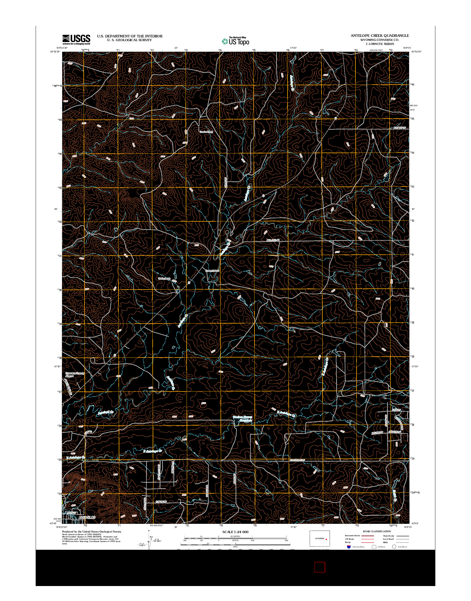 USGS US TOPO 7.5-MINUTE MAP FOR ANTELOPE CREEK, WY 2012