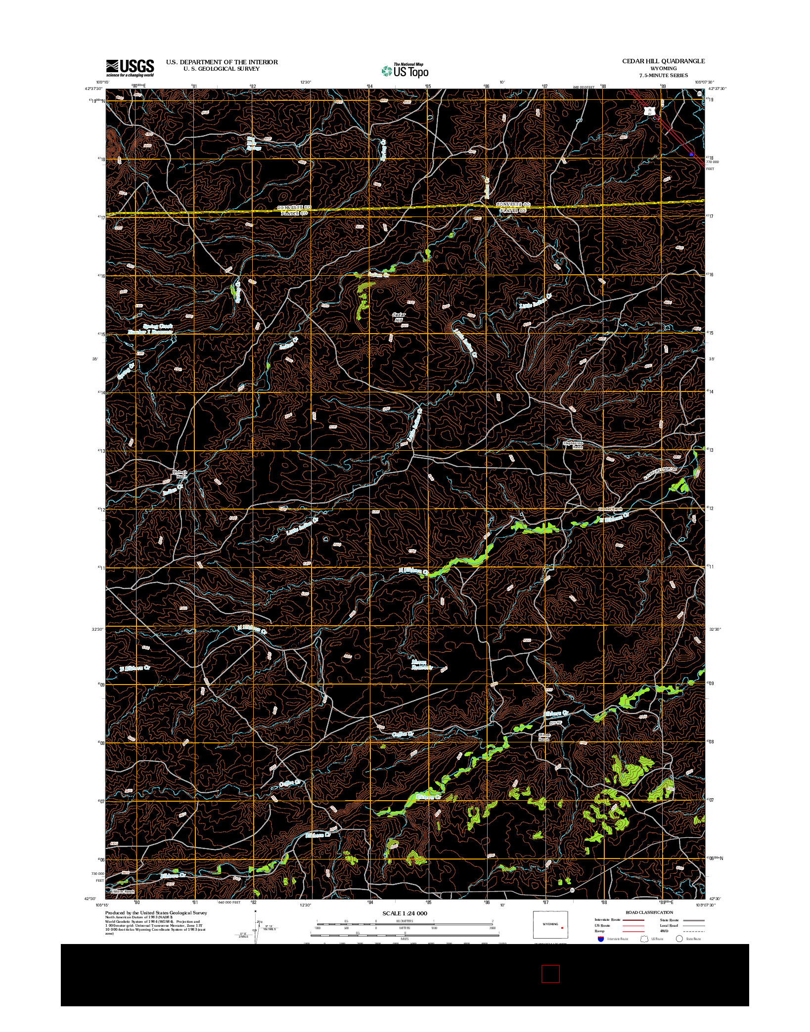 USGS US TOPO 7.5-MINUTE MAP FOR CEDAR HILL, WY 2012