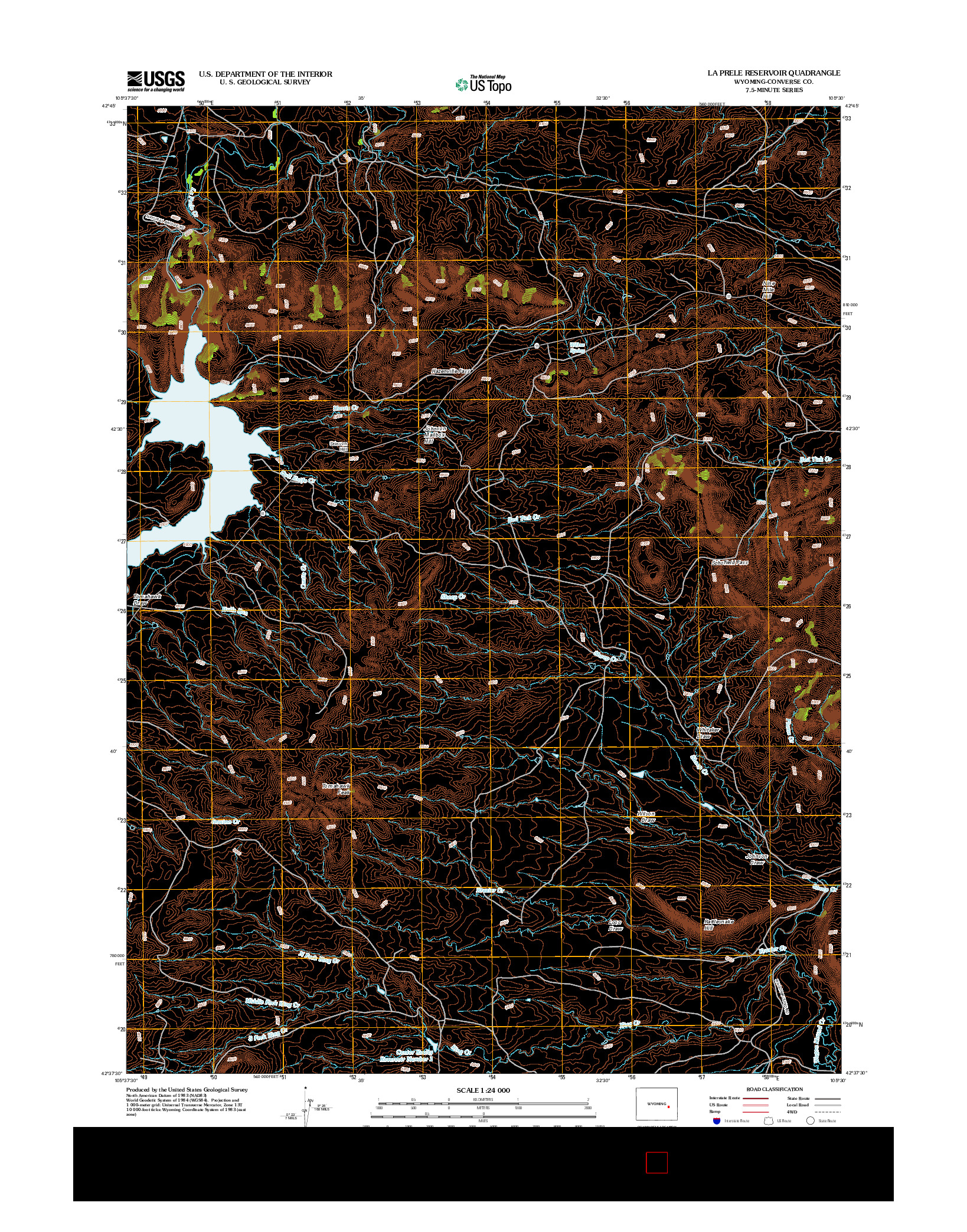 USGS US TOPO 7.5-MINUTE MAP FOR LA PRELE RESERVOIR, WY 2012