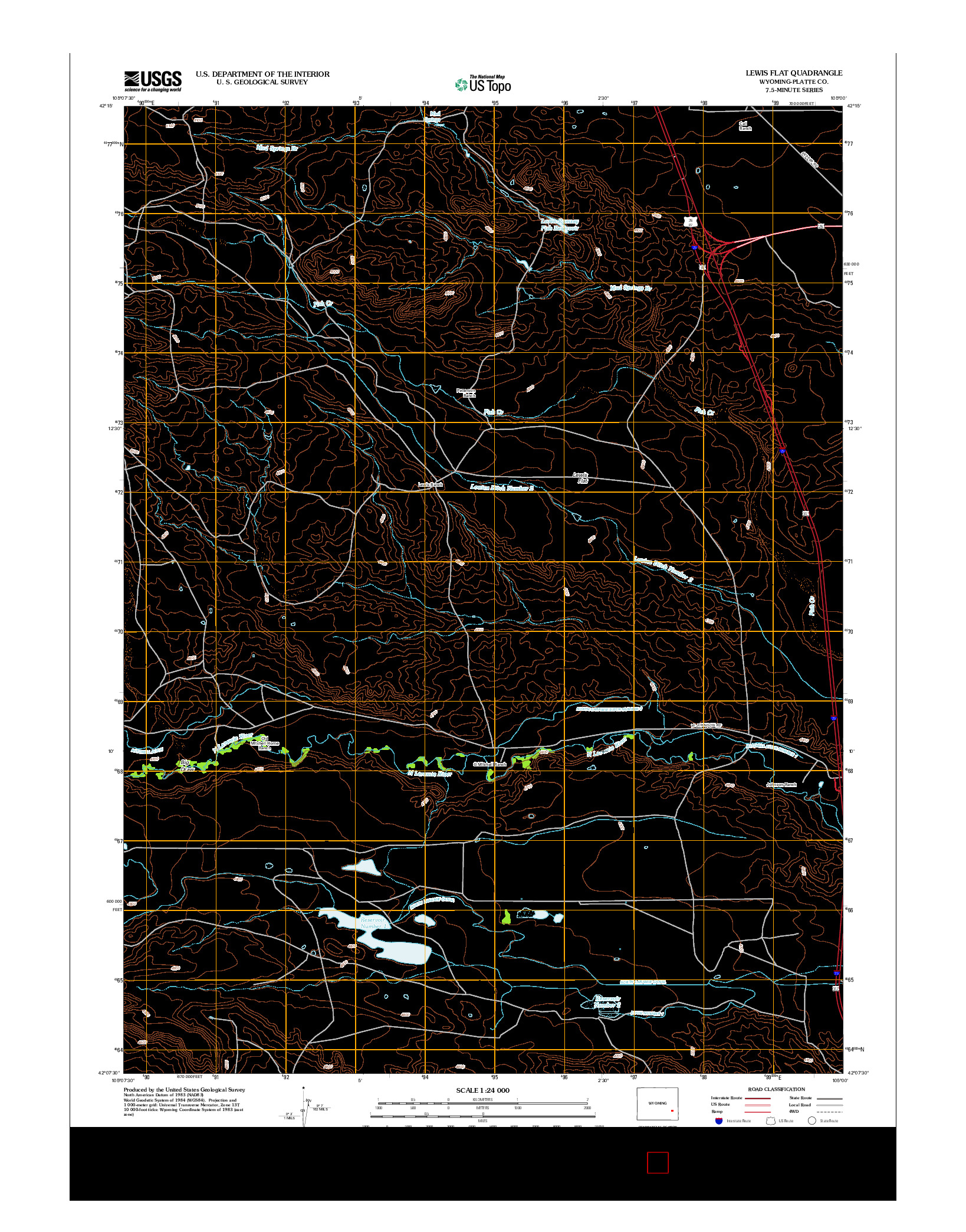 USGS US TOPO 7.5-MINUTE MAP FOR LEWIS FLAT, WY 2012