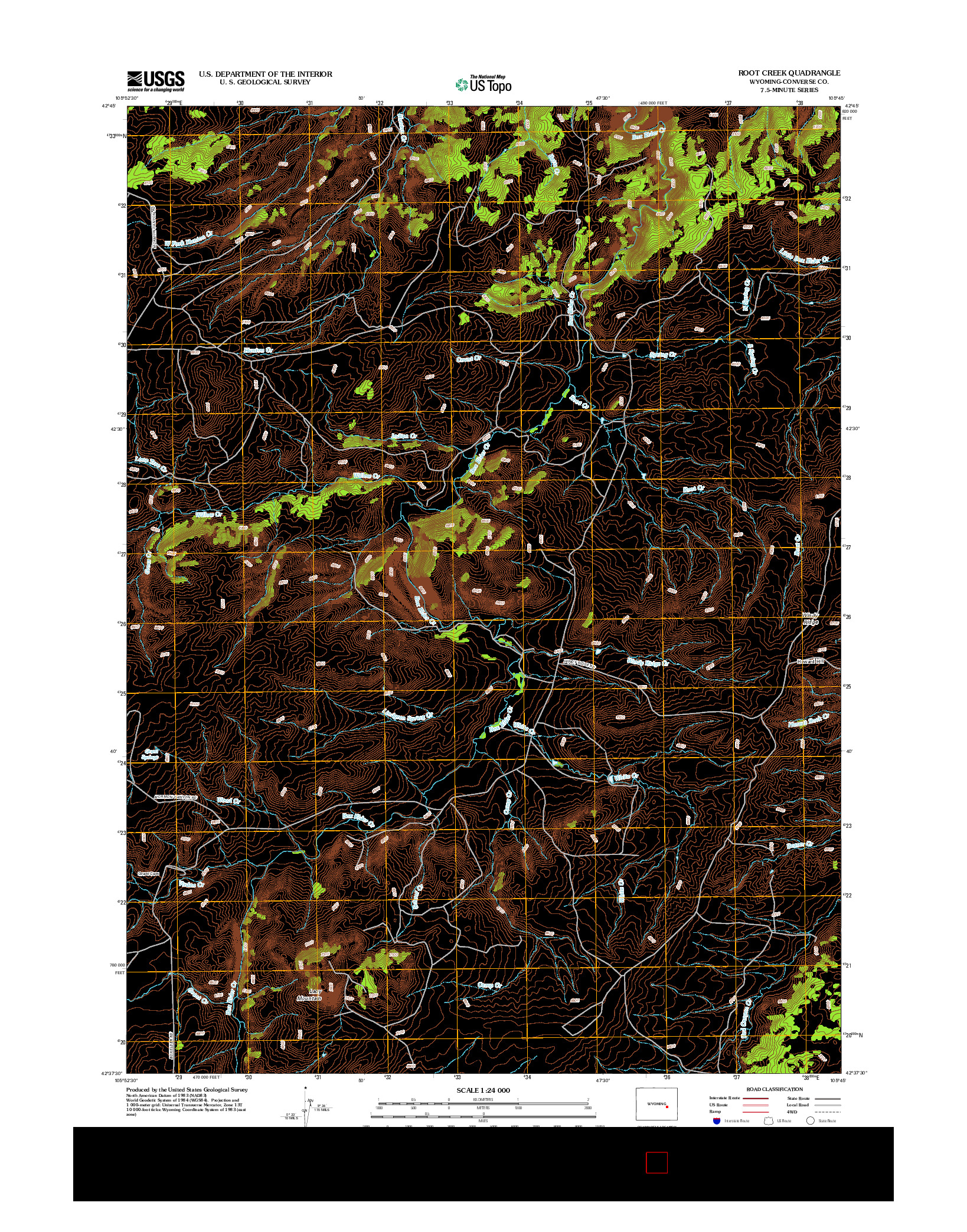 USGS US TOPO 7.5-MINUTE MAP FOR ROOT CREEK, WY 2012