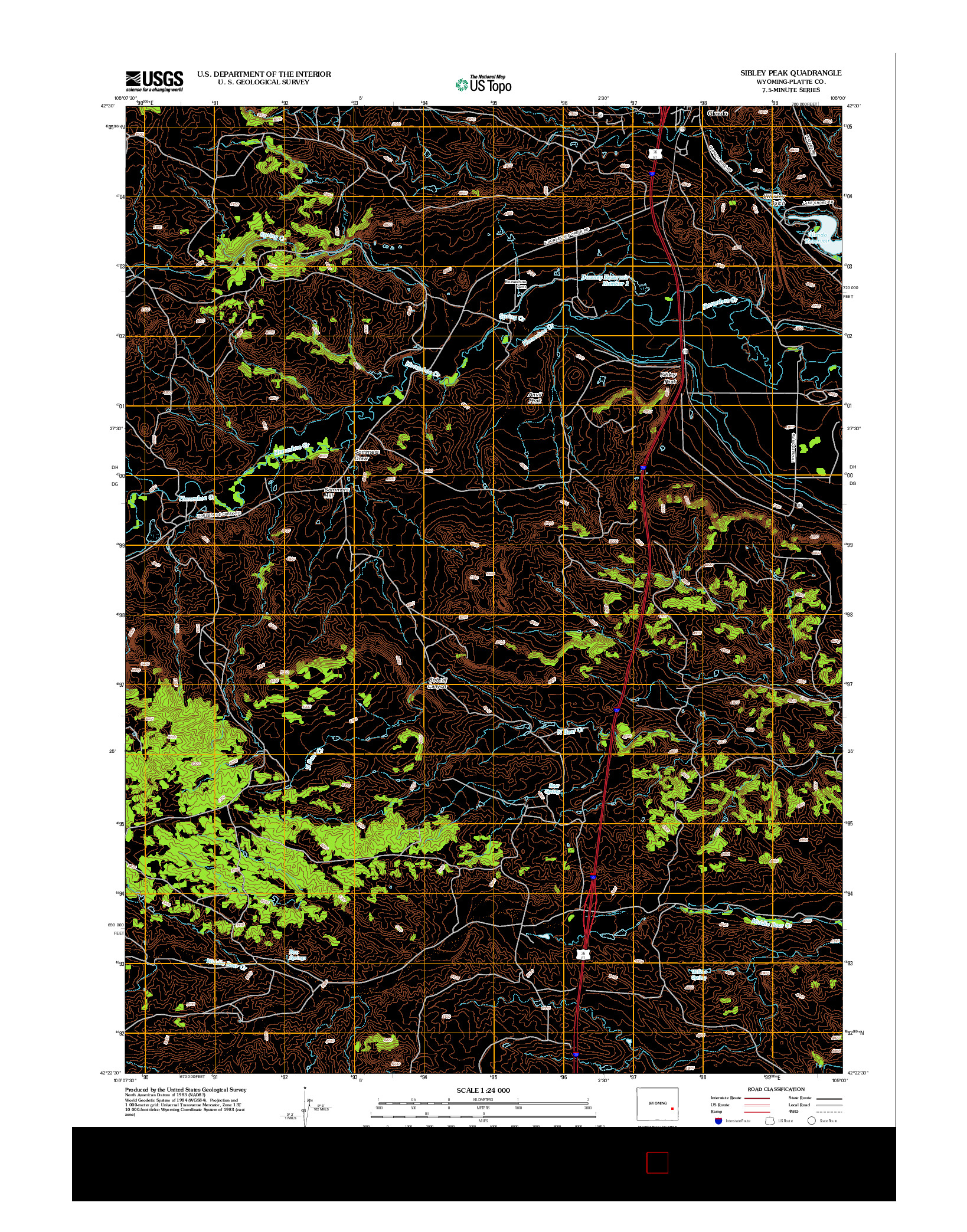 USGS US TOPO 7.5-MINUTE MAP FOR SIBLEY PEAK, WY 2012