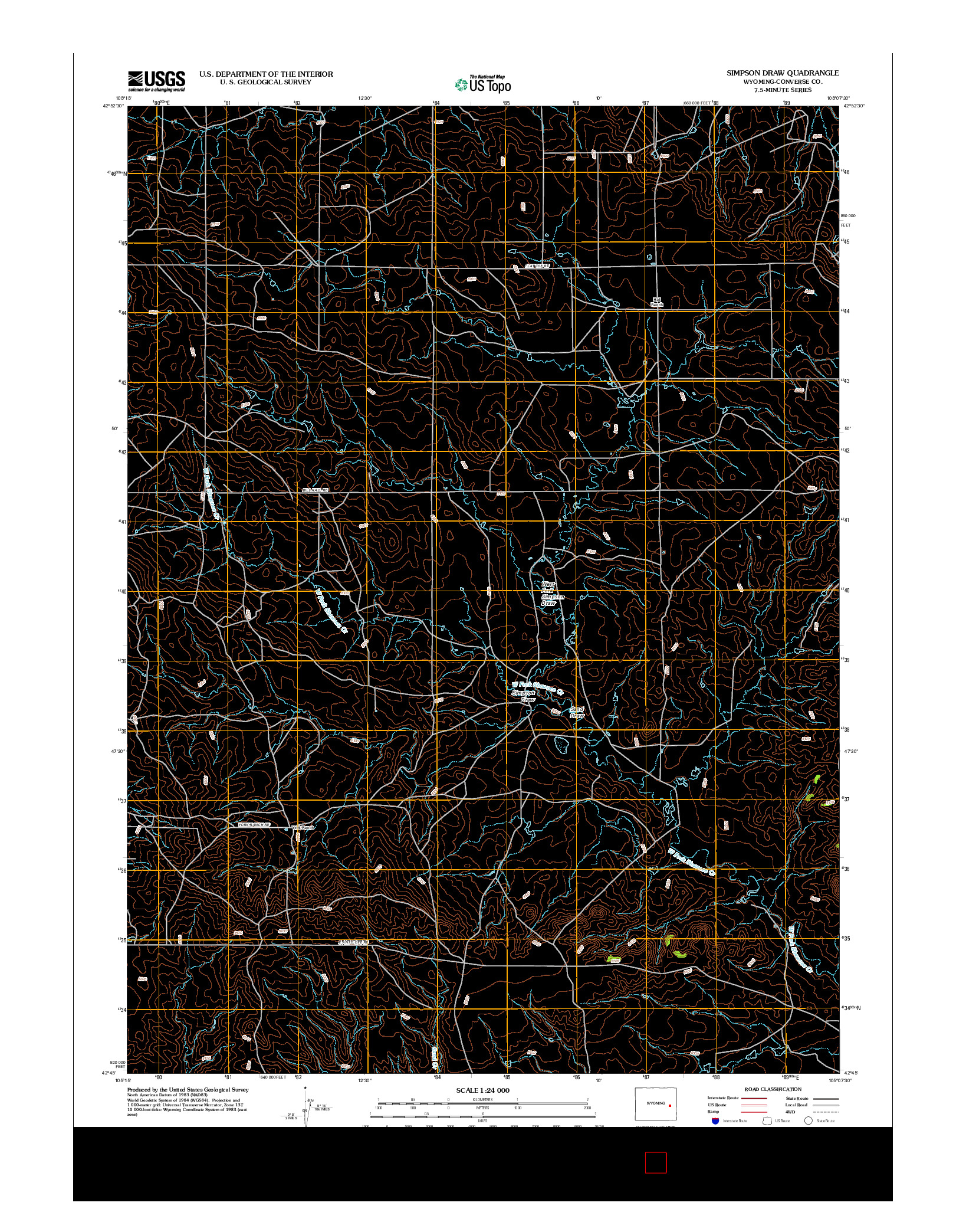 USGS US TOPO 7.5-MINUTE MAP FOR SIMPSON DRAW, WY 2012