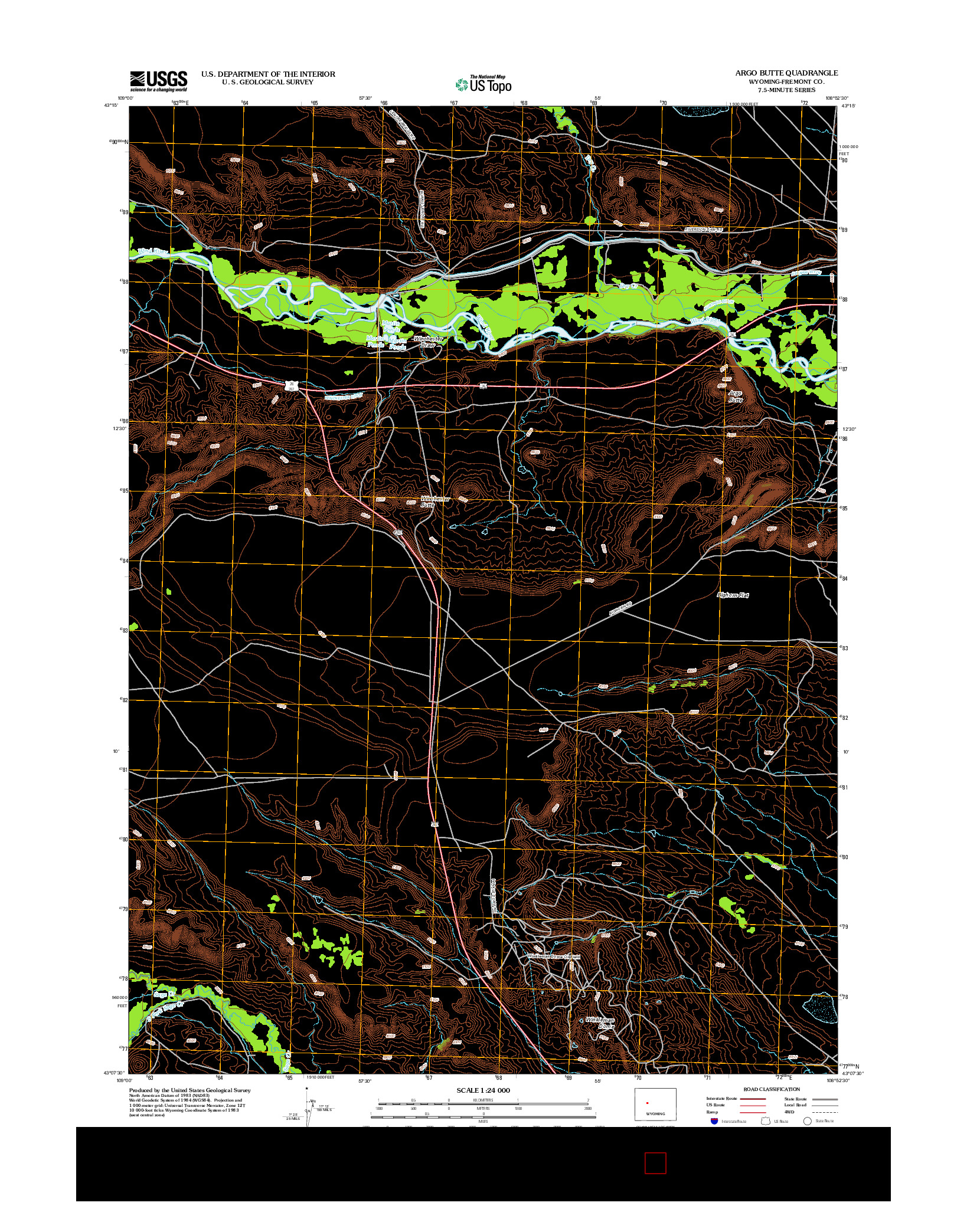 USGS US TOPO 7.5-MINUTE MAP FOR ARGO BUTTE, WY 2012