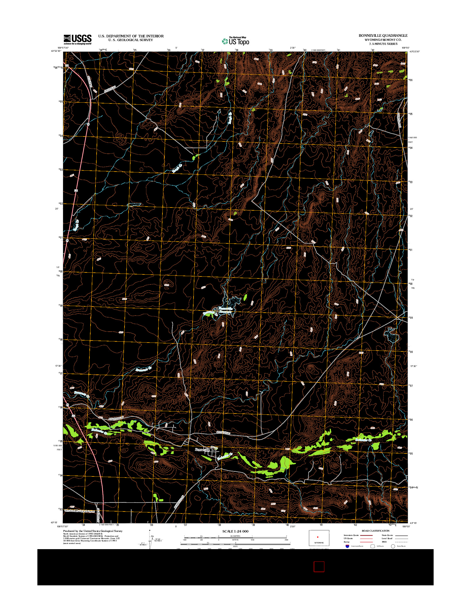 USGS US TOPO 7.5-MINUTE MAP FOR BONNEVILLE, WY 2012