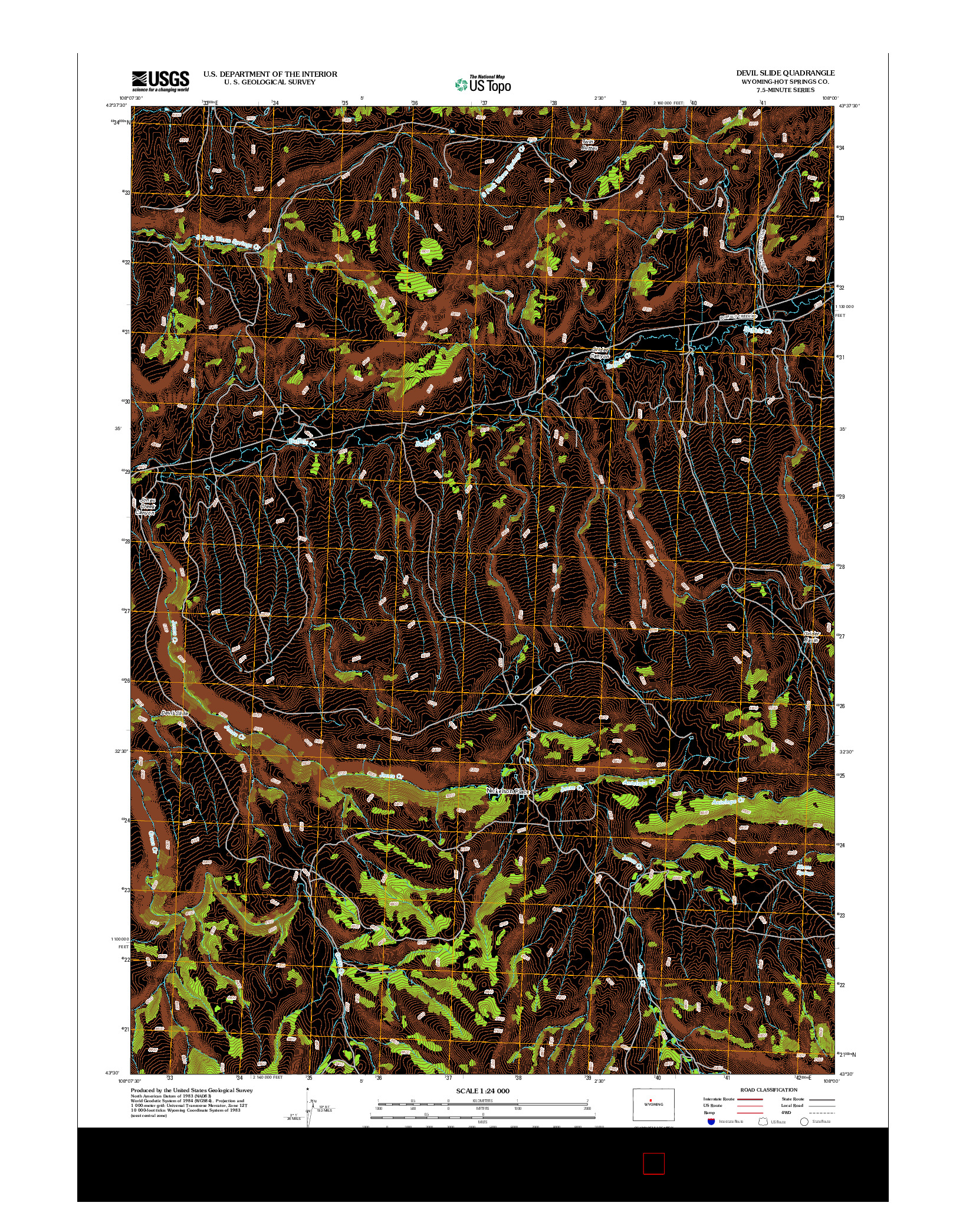 USGS US TOPO 7.5-MINUTE MAP FOR DEVIL SLIDE, WY 2012