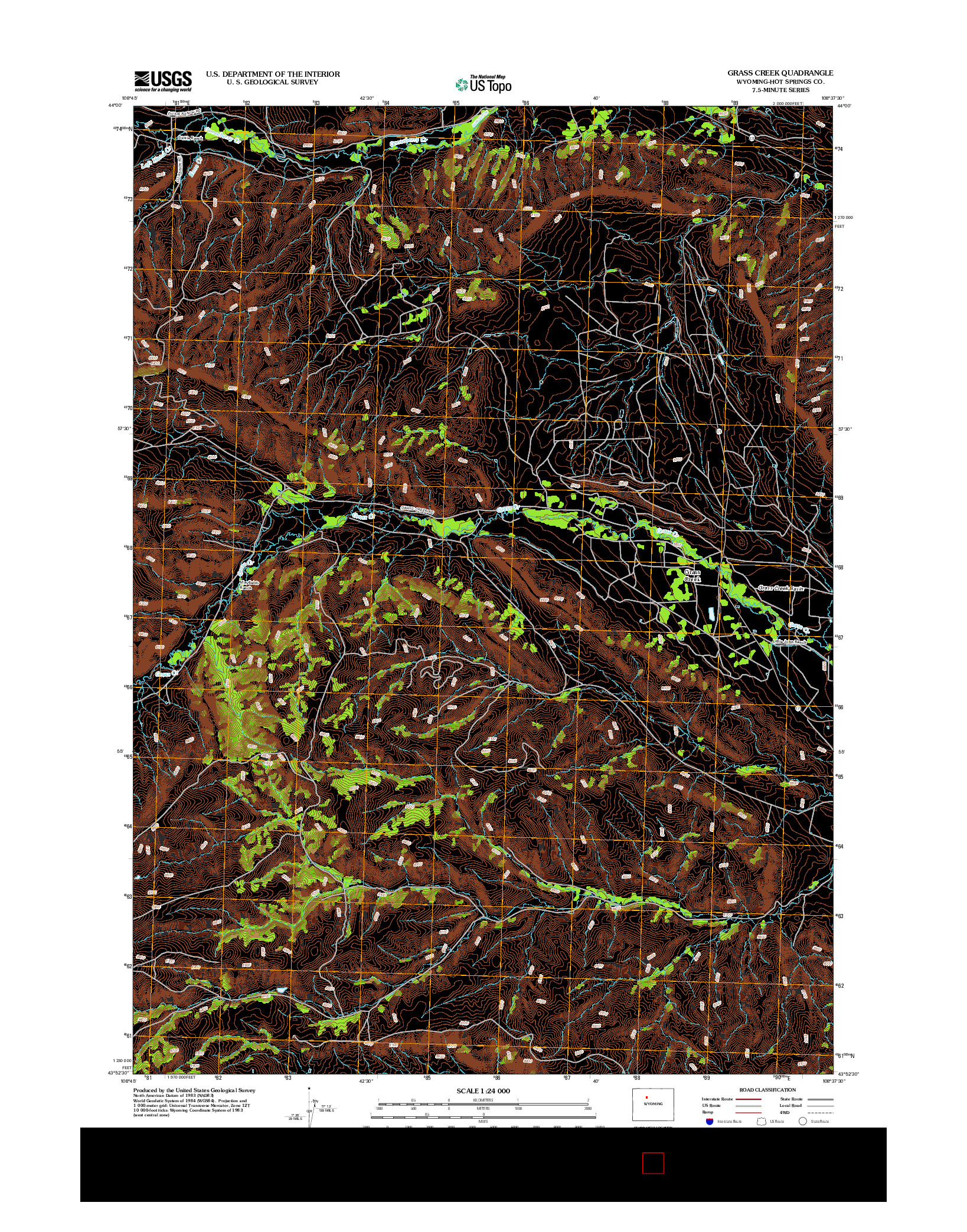 USGS US TOPO 7.5-MINUTE MAP FOR GRASS CREEK, WY 2012