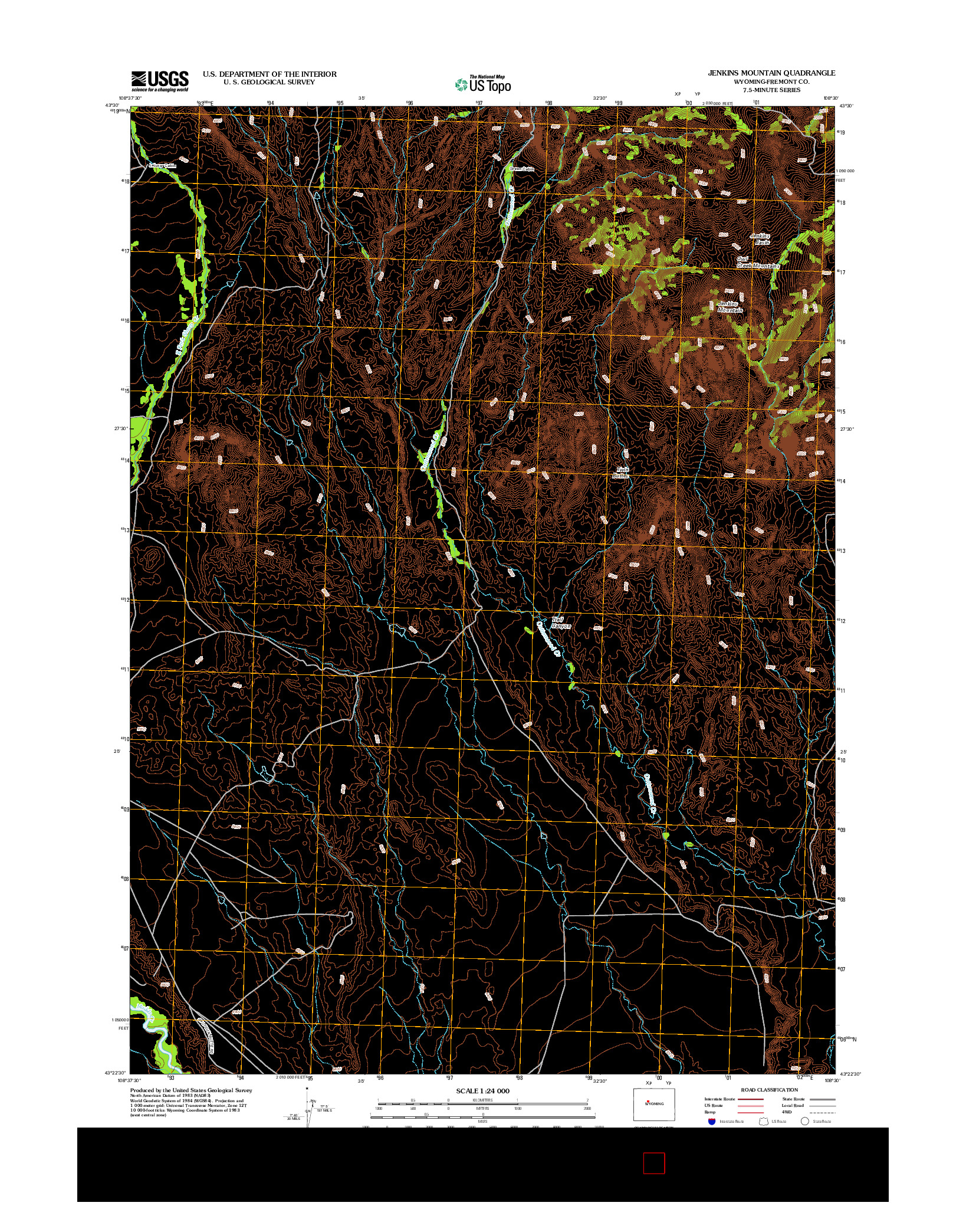 USGS US TOPO 7.5-MINUTE MAP FOR JENKINS MOUNTAIN, WY 2012