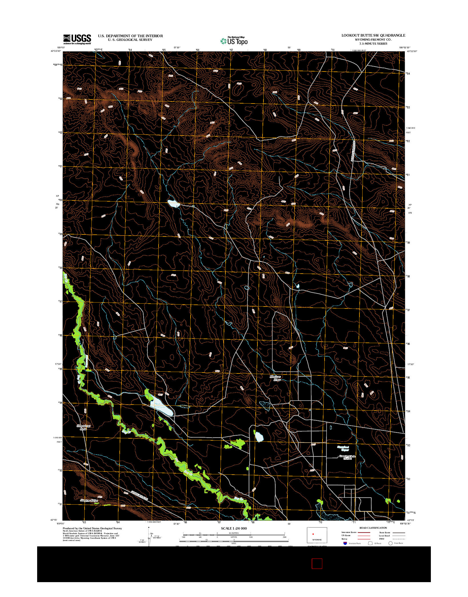 USGS US TOPO 7.5-MINUTE MAP FOR LOOKOUT BUTTE SW, WY 2012