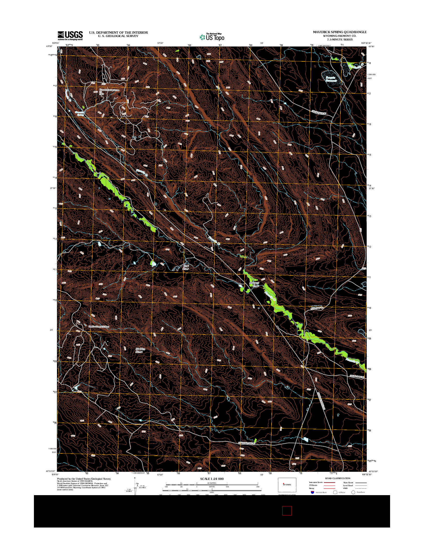 USGS US TOPO 7.5-MINUTE MAP FOR MAVERICK SPRING, WY 2012