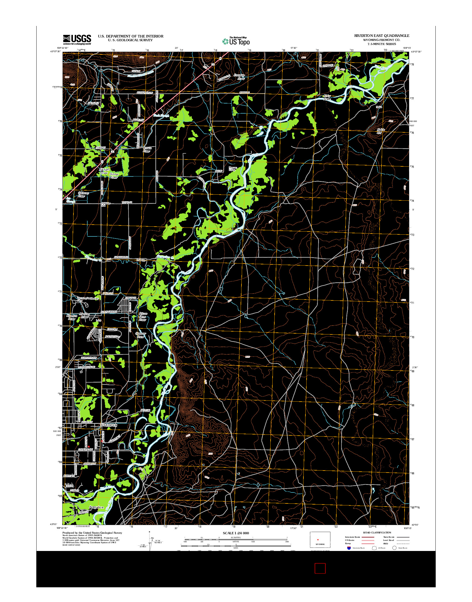 USGS US TOPO 7.5-MINUTE MAP FOR RIVERTON EAST, WY 2012