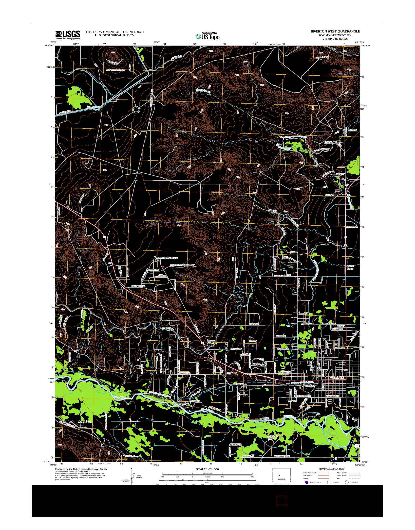 USGS US TOPO 7.5-MINUTE MAP FOR RIVERTON WEST, WY 2012