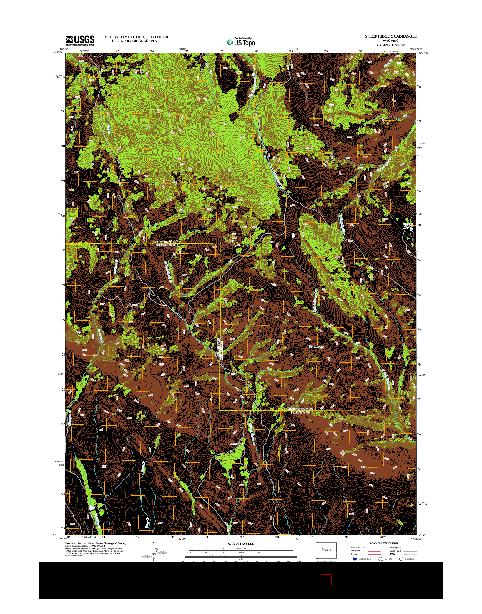 USGS US TOPO 7.5-MINUTE MAP FOR SHEEP RIDGE, WY 2012