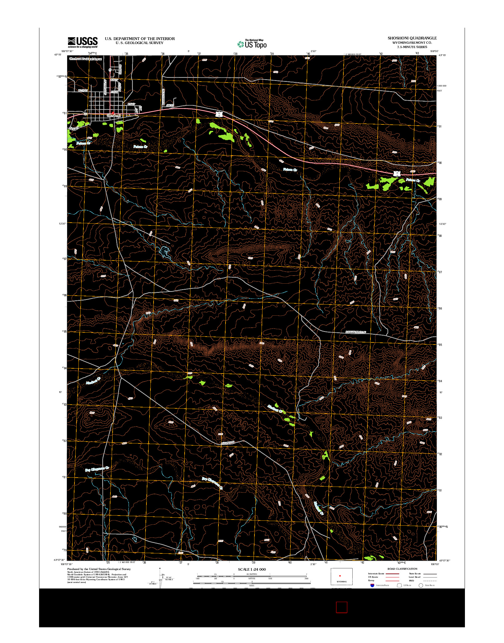 USGS US TOPO 7.5-MINUTE MAP FOR SHOSHONI, WY 2012