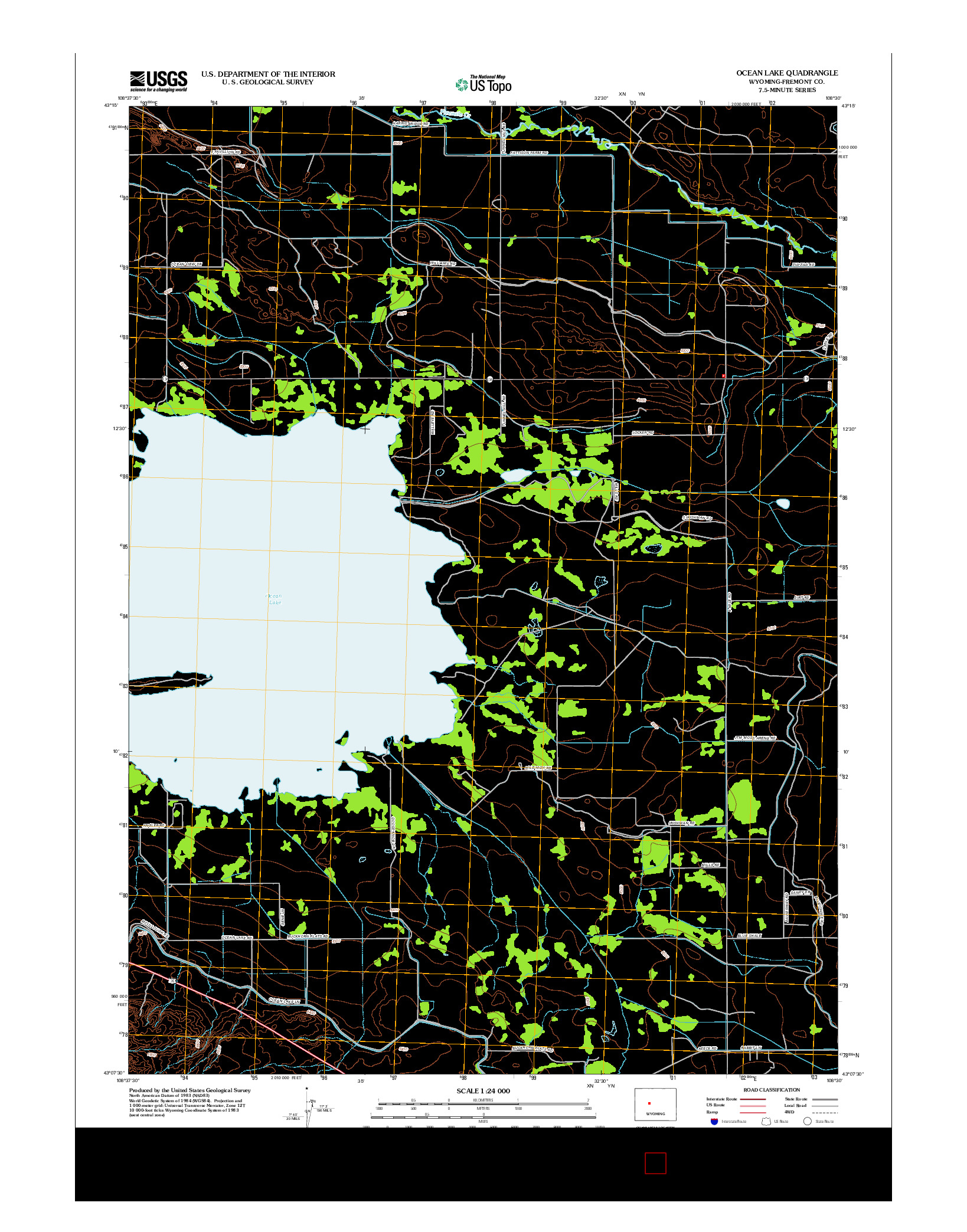 USGS US TOPO 7.5-MINUTE MAP FOR OCEAN LAKE, WY 2012