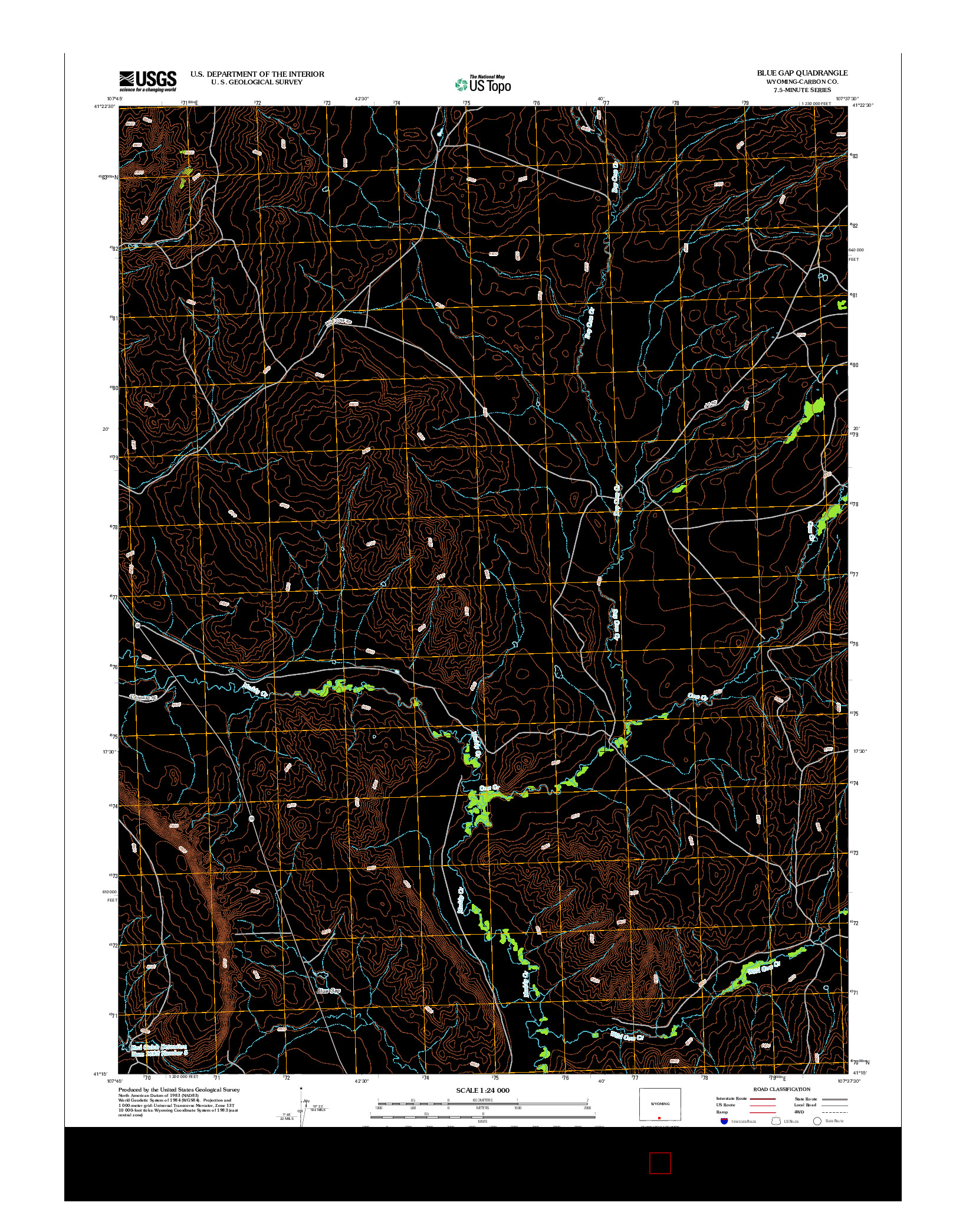 USGS US TOPO 7.5-MINUTE MAP FOR BLUE GAP, WY 2012