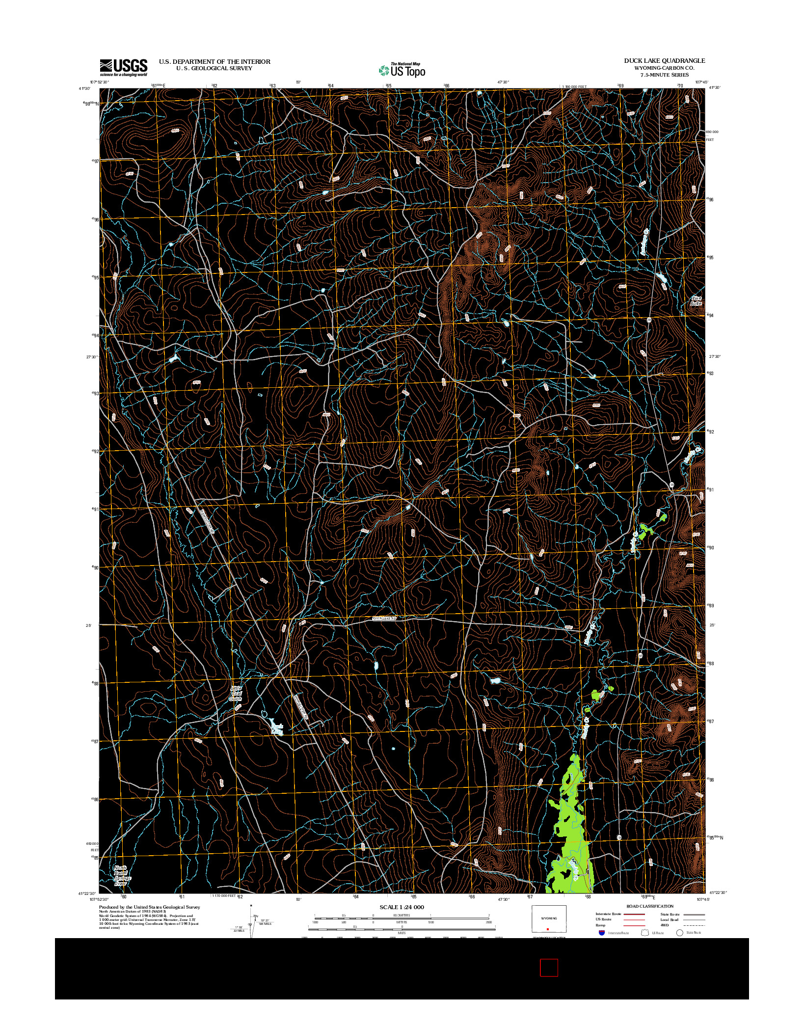 USGS US TOPO 7.5-MINUTE MAP FOR DUCK LAKE, WY 2012