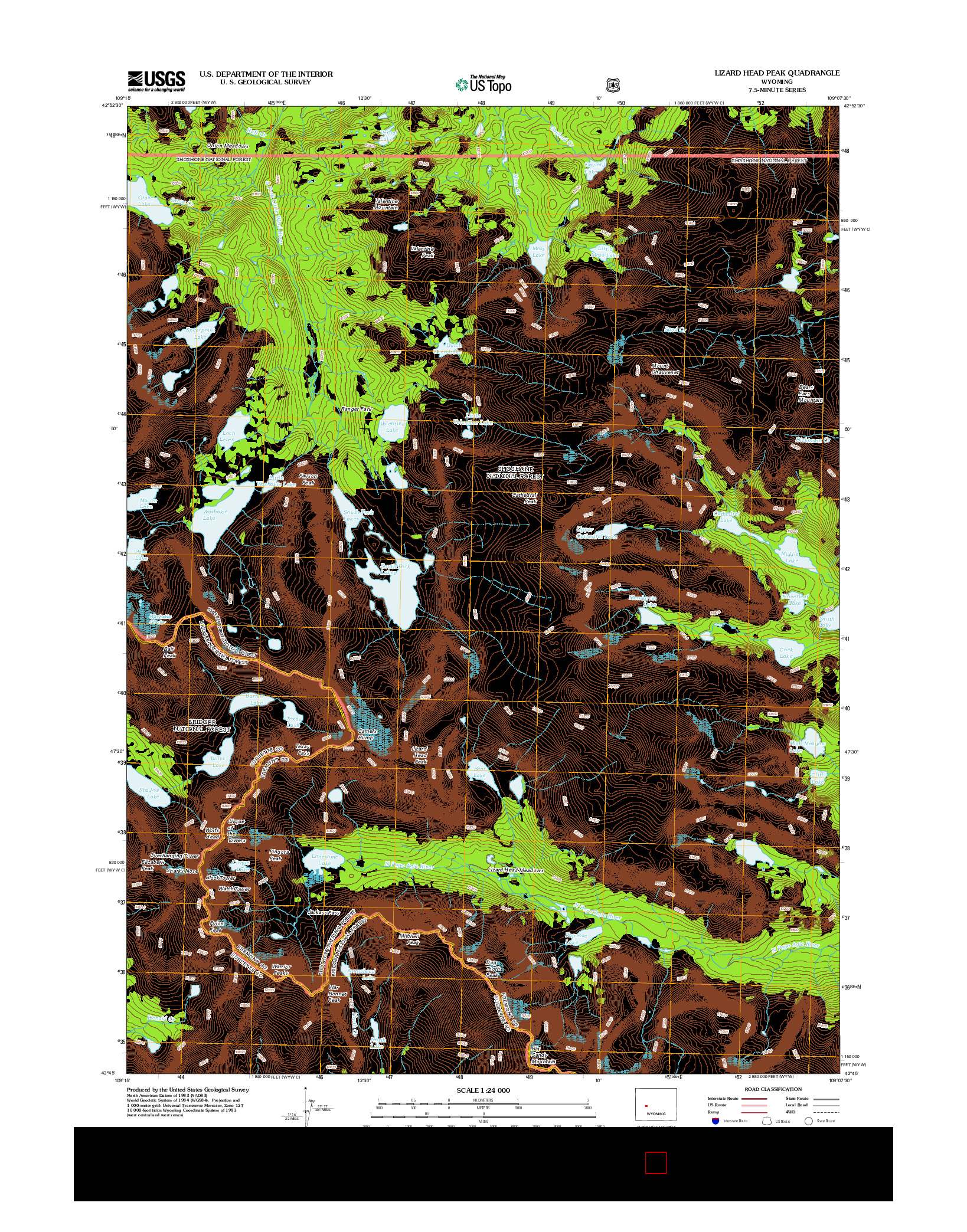 USGS US TOPO 7.5-MINUTE MAP FOR LIZARD HEAD PEAK, WY 2012