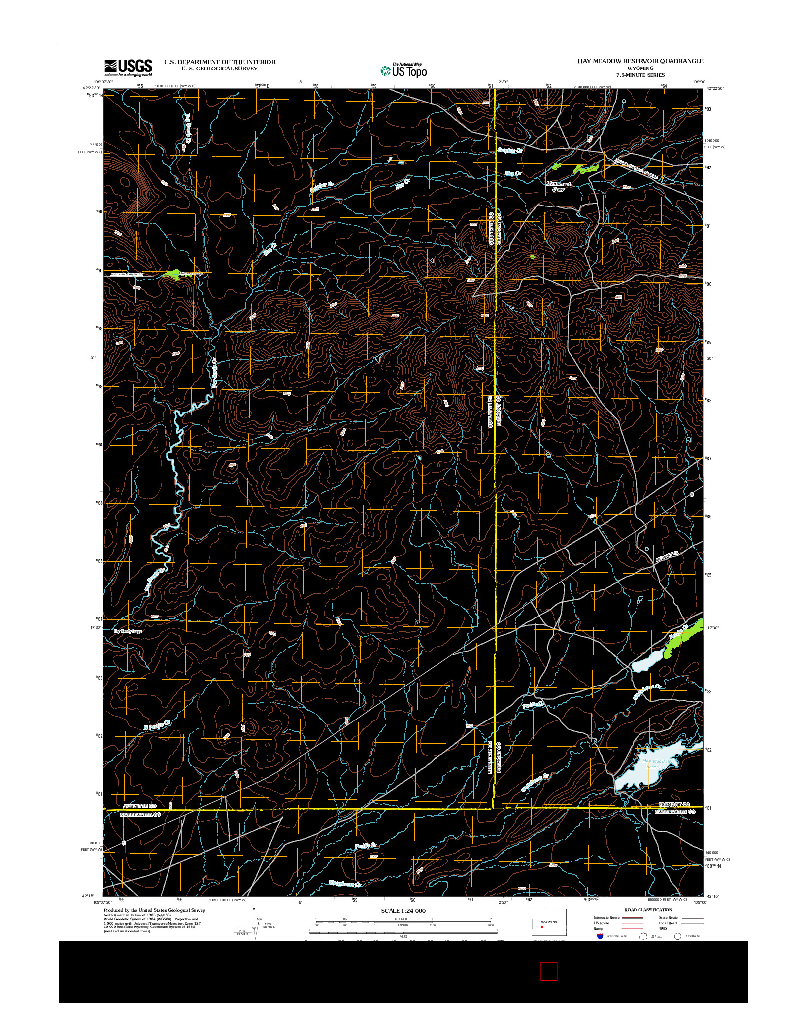 USGS US TOPO 7.5-MINUTE MAP FOR HAY MEADOW RESERVOIR, WY 2012