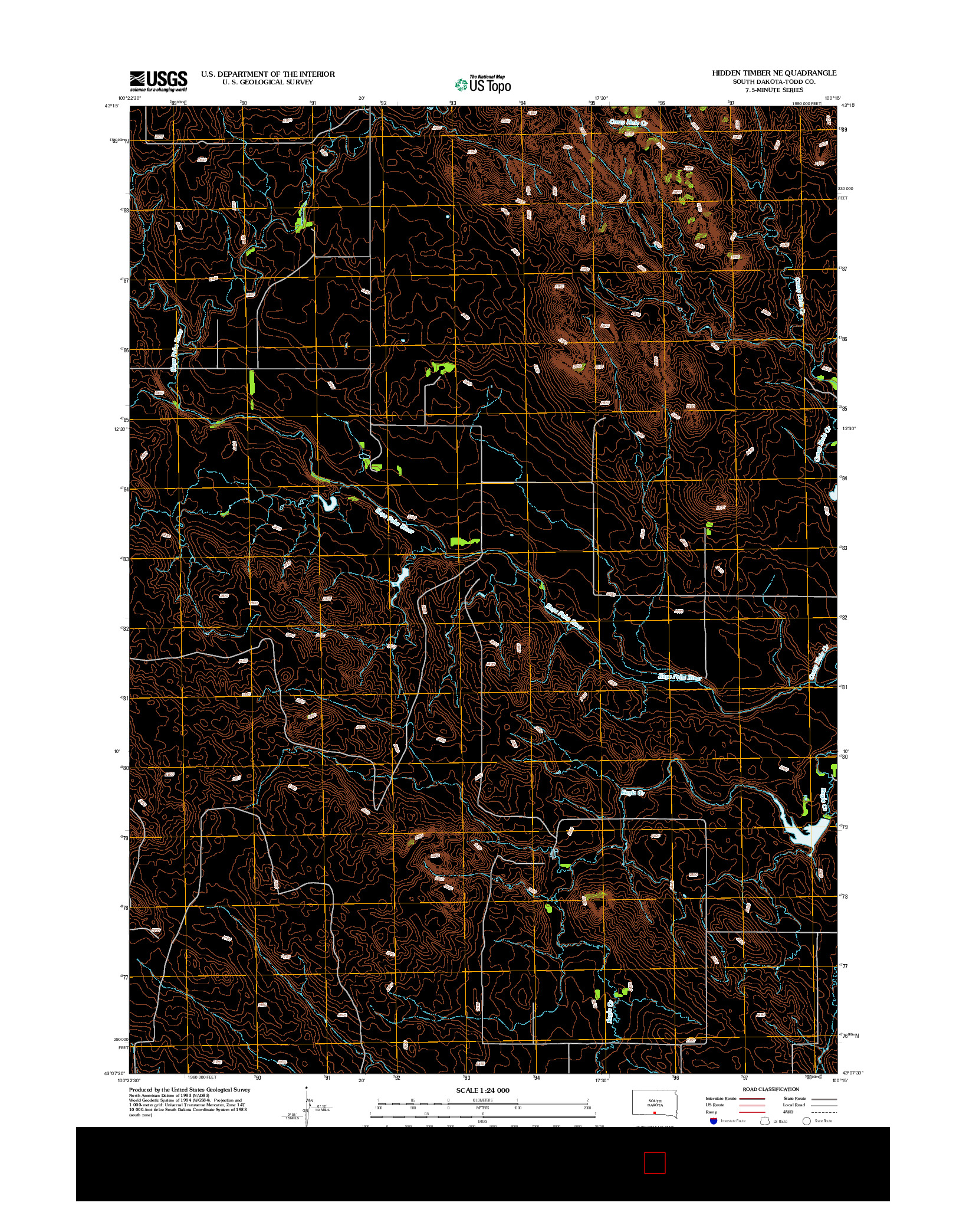 USGS US TOPO 7.5-MINUTE MAP FOR HIDDEN TIMBER NE, SD 2012