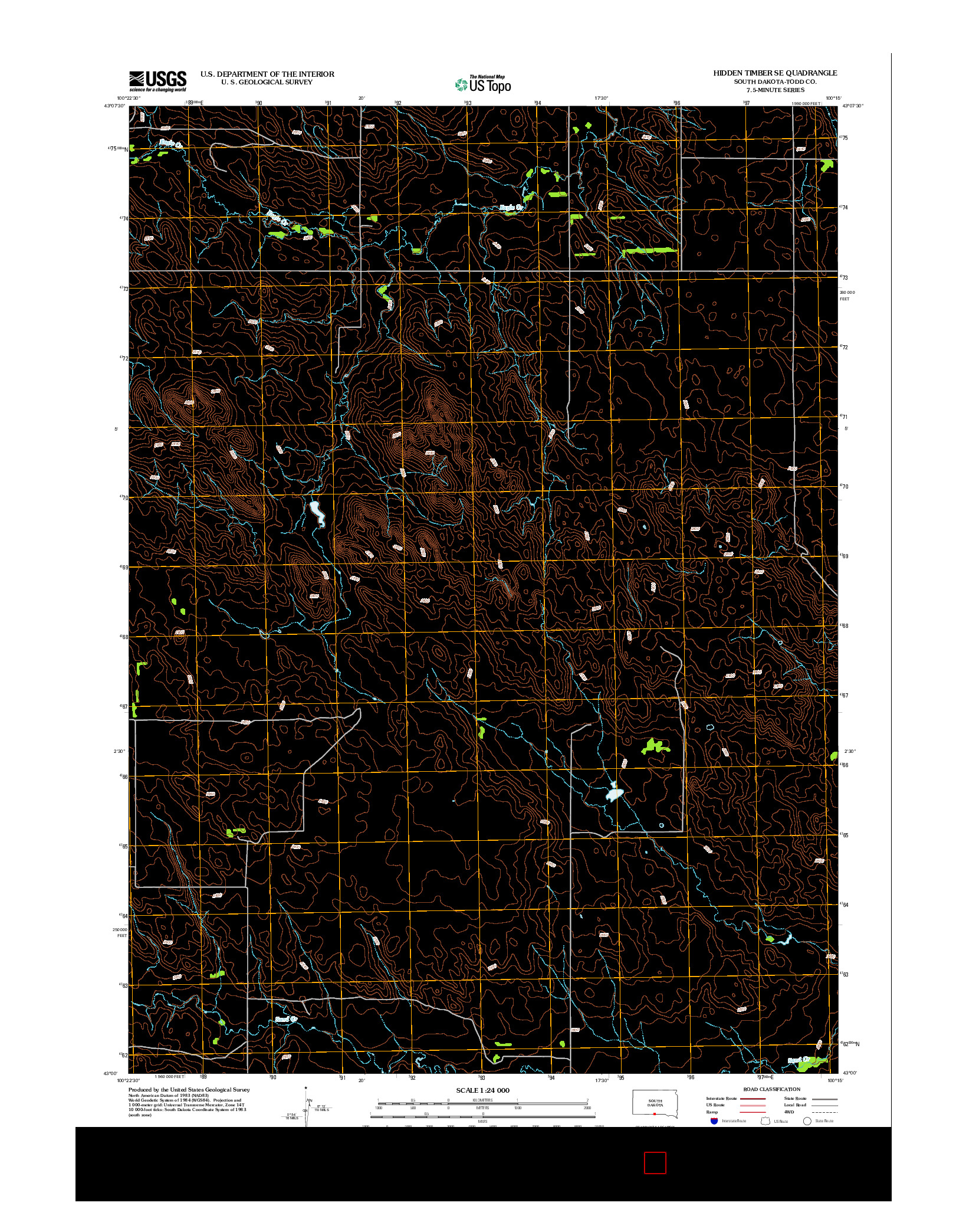 USGS US TOPO 7.5-MINUTE MAP FOR HIDDEN TIMBER SE, SD 2012