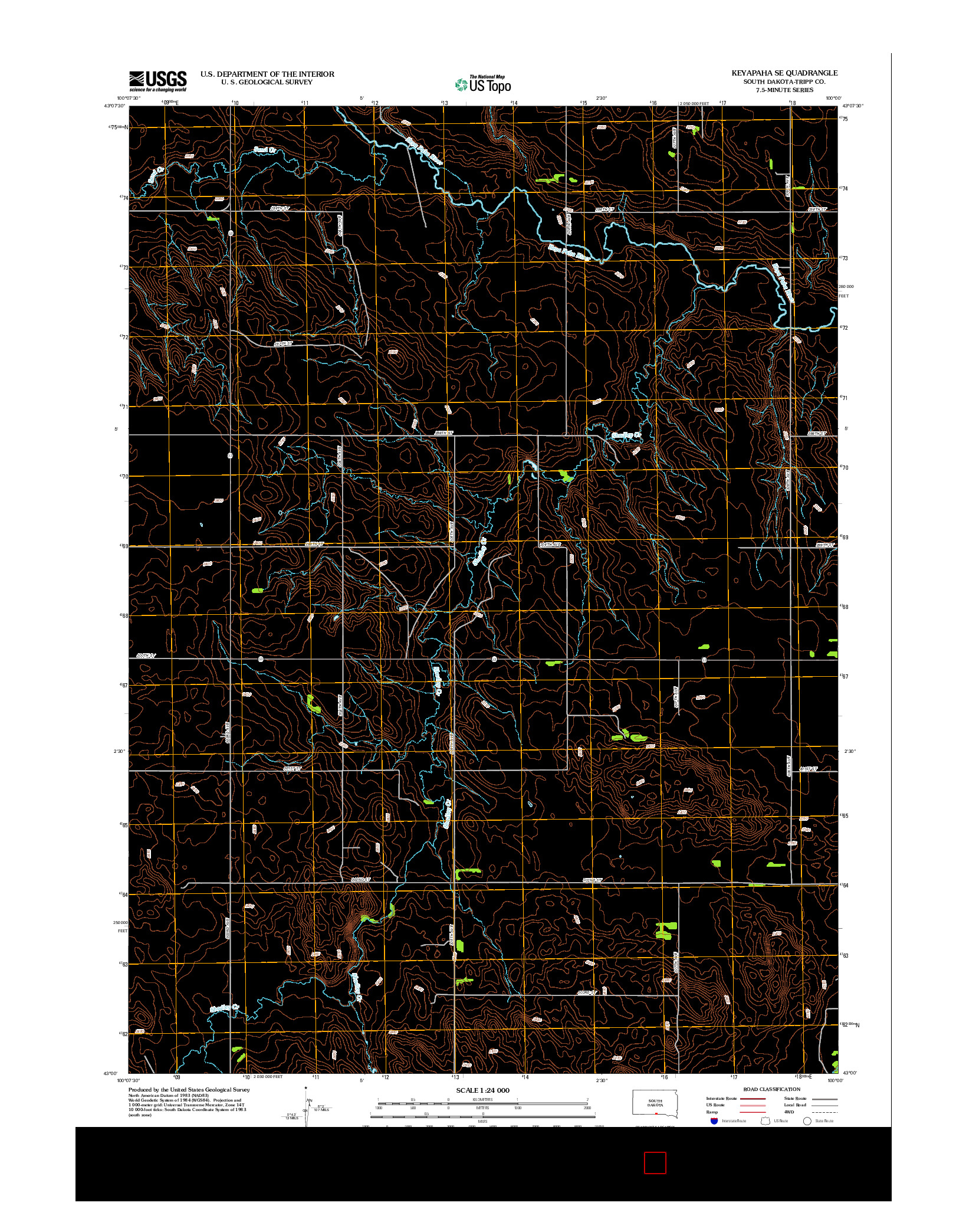 USGS US TOPO 7.5-MINUTE MAP FOR KEYAPAHA SE, SD 2012