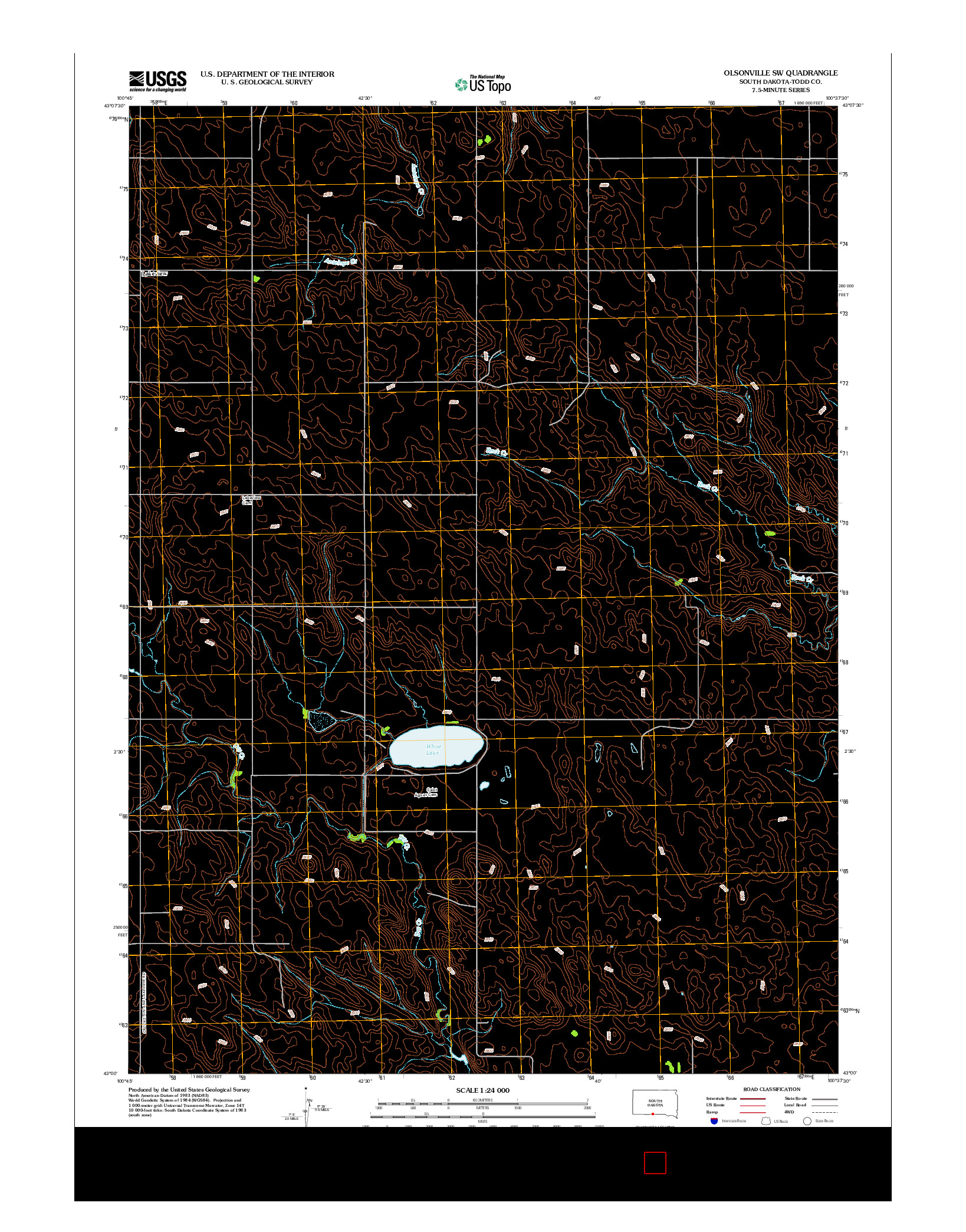 USGS US TOPO 7.5-MINUTE MAP FOR OLSONVILLE SW, SD 2012