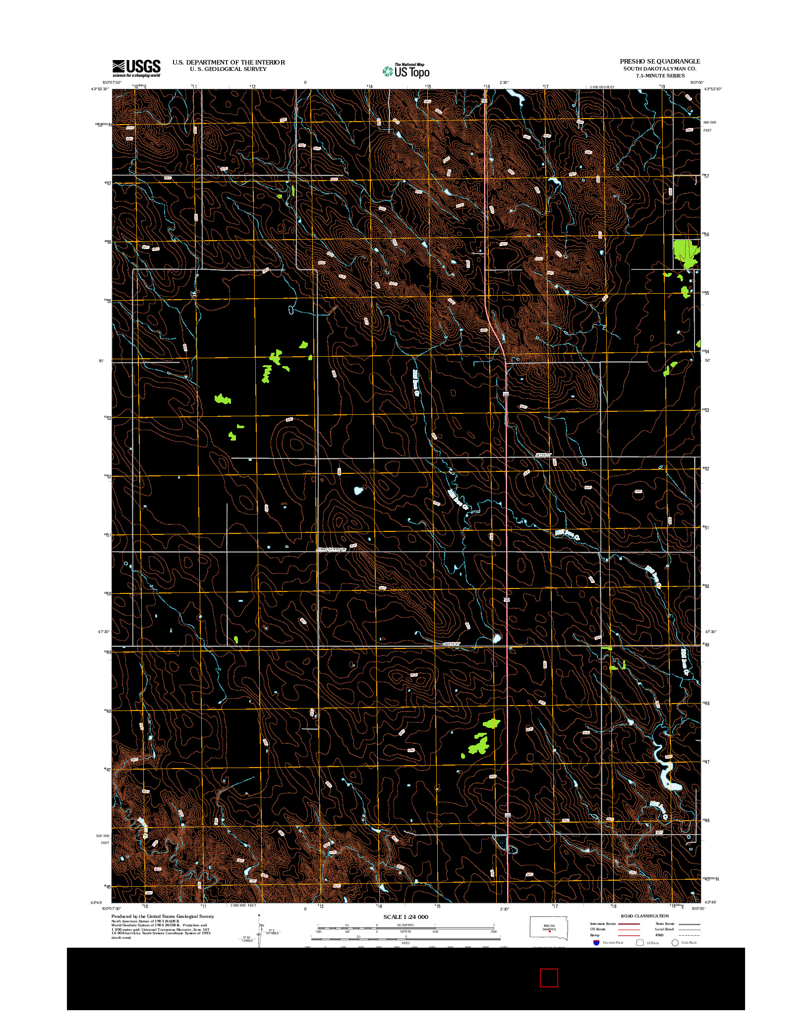 USGS US TOPO 7.5-MINUTE MAP FOR PRESHO SE, SD 2012