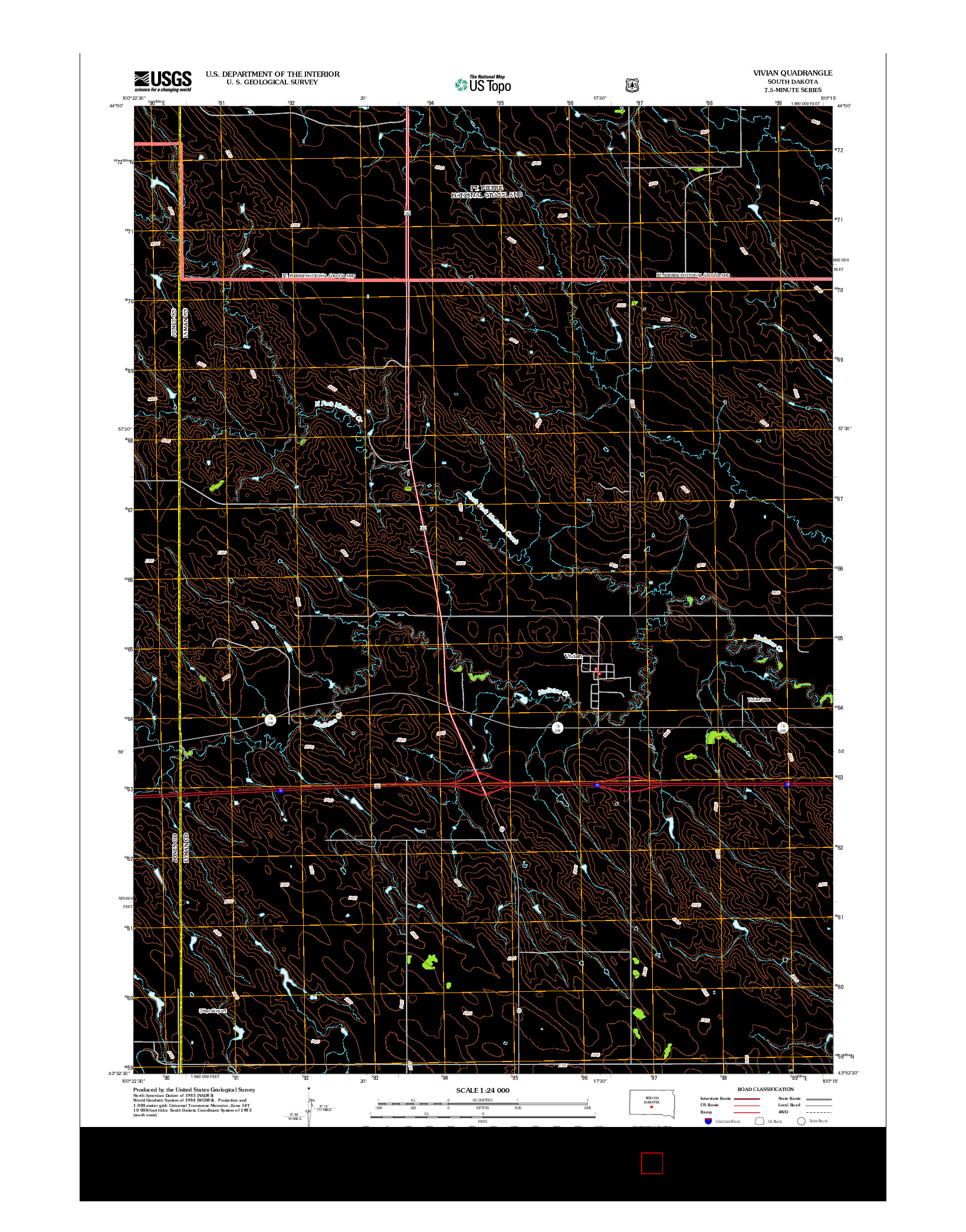 USGS US TOPO 7.5-MINUTE MAP FOR VIVIAN, SD 2012