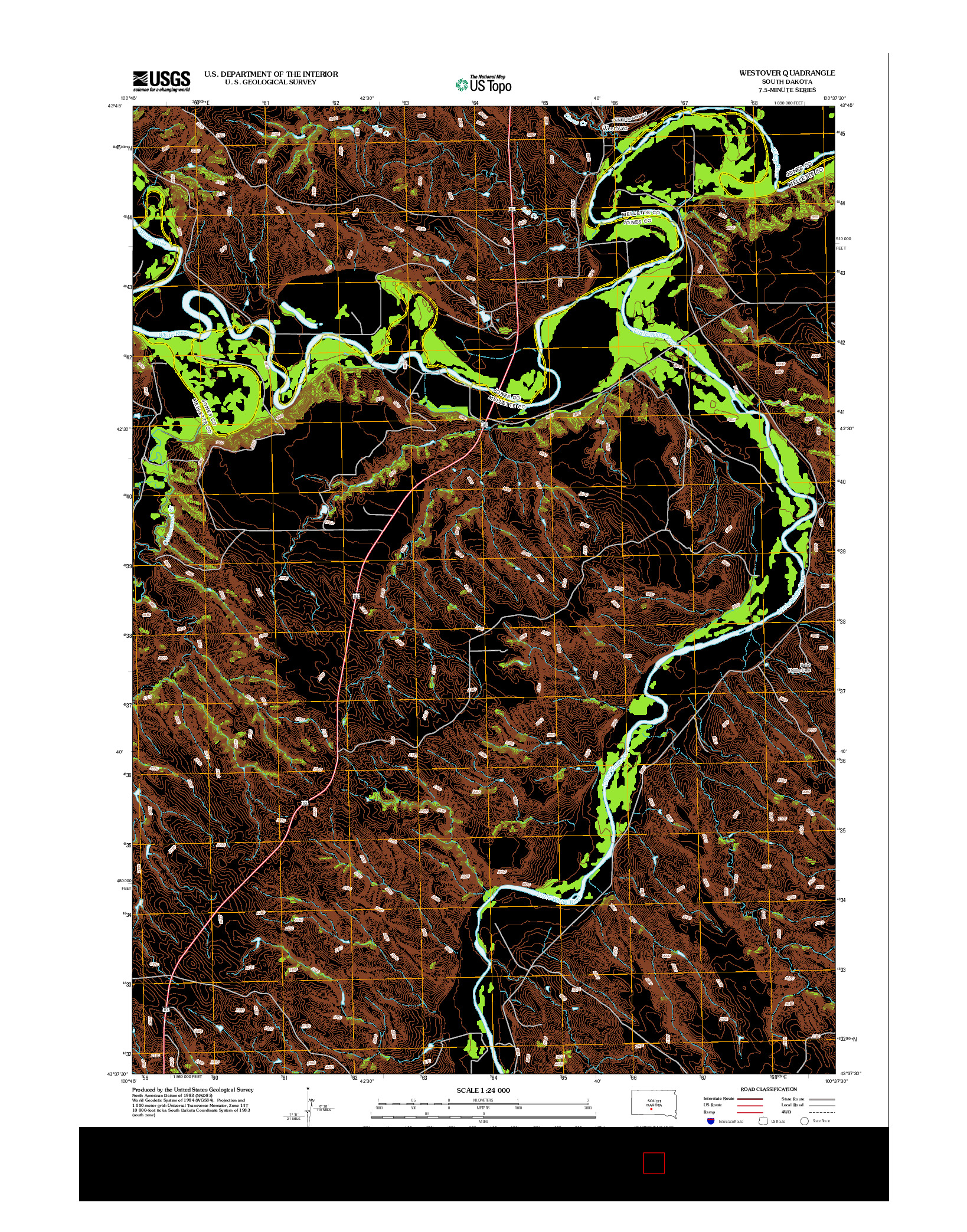 USGS US TOPO 7.5-MINUTE MAP FOR WESTOVER, SD 2012