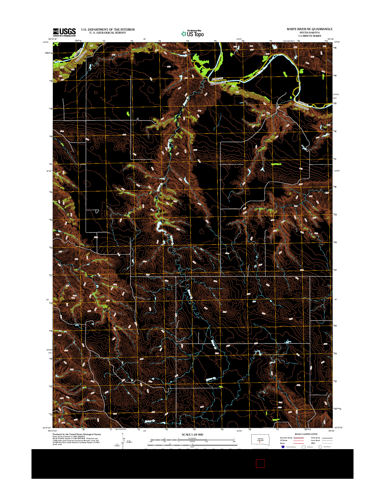 USGS US TOPO 7.5-MINUTE MAP FOR WHITE RIVER NE, SD 2012