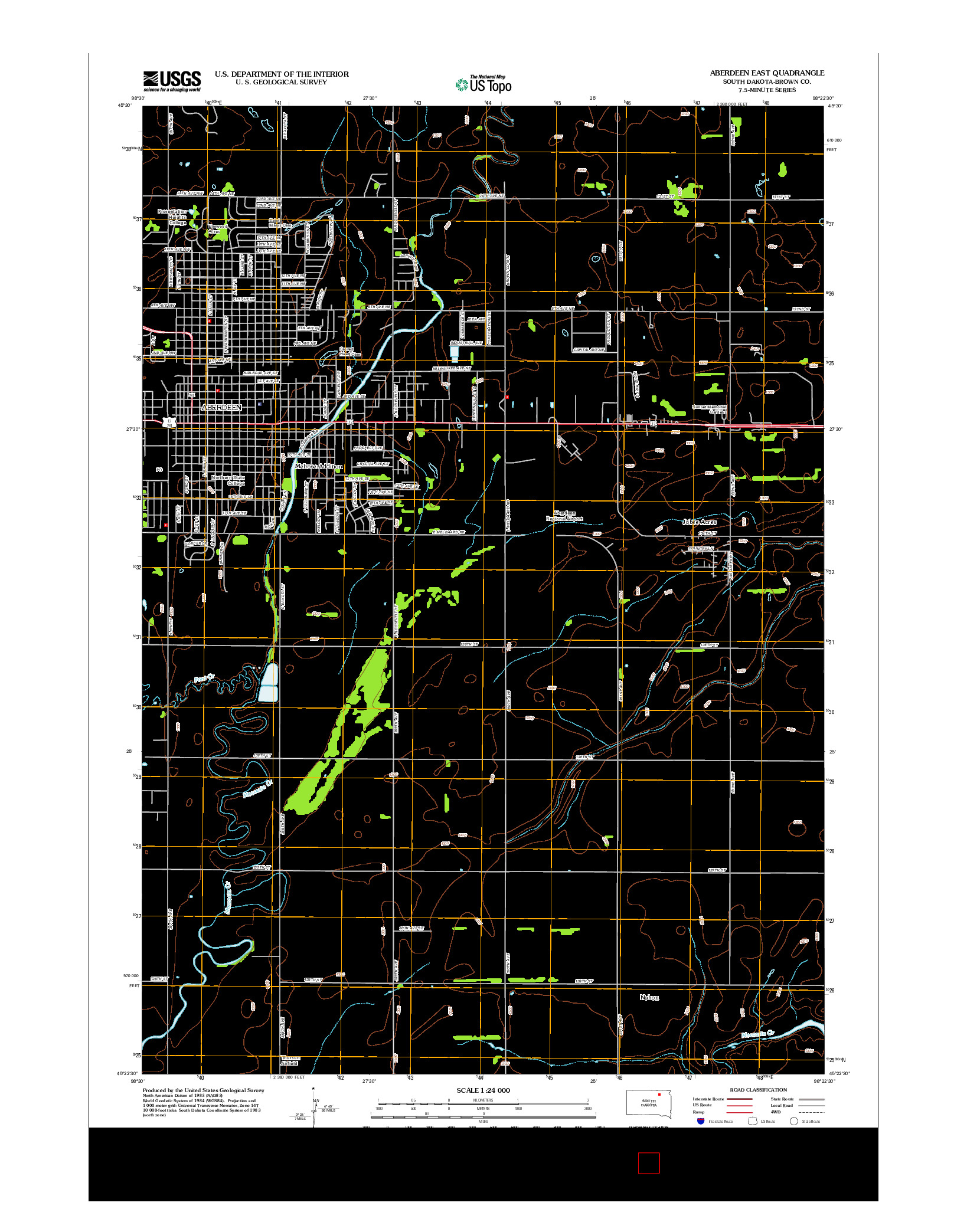 USGS US TOPO 7.5-MINUTE MAP FOR ABERDEEN EAST, SD 2012
