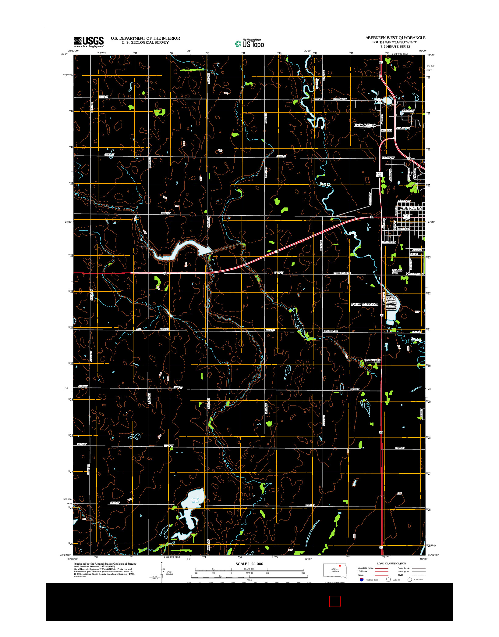 USGS US TOPO 7.5-MINUTE MAP FOR ABERDEEN WEST, SD 2012