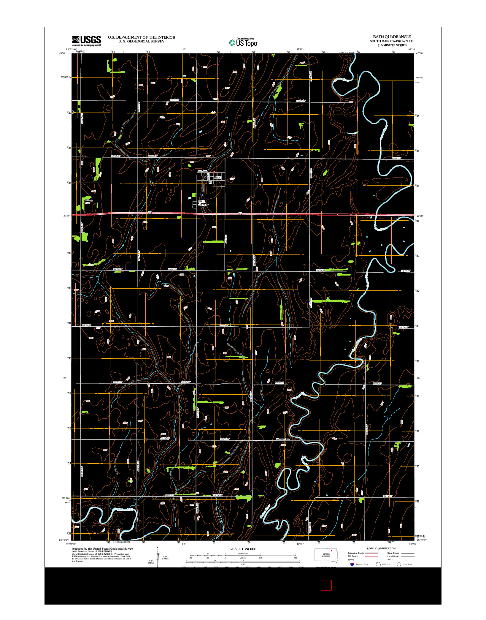 USGS US TOPO 7.5-MINUTE MAP FOR BATH, SD 2012