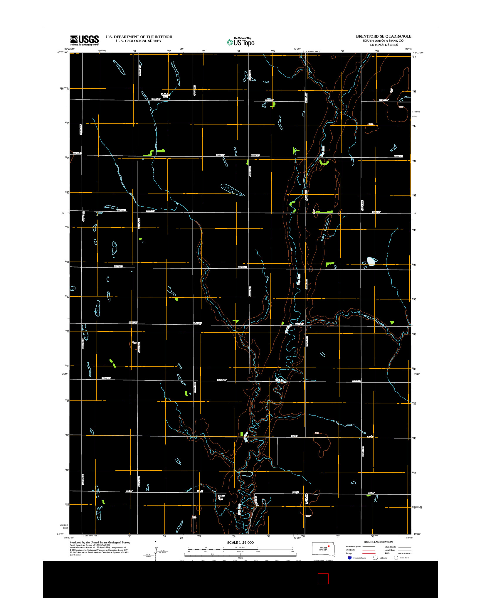 USGS US TOPO 7.5-MINUTE MAP FOR BRENTFORD SE, SD 2012