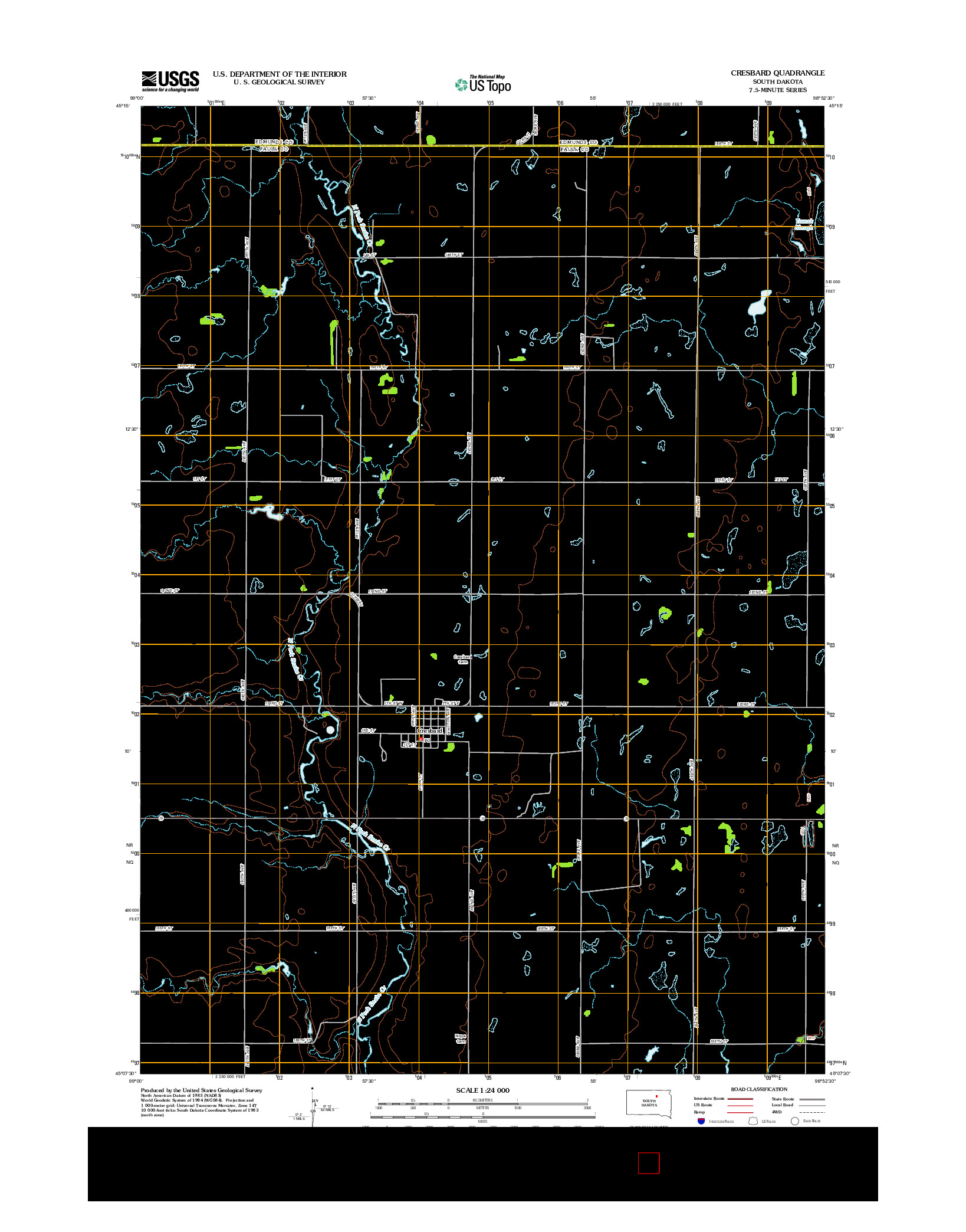 USGS US TOPO 7.5-MINUTE MAP FOR CRESBARD, SD 2012