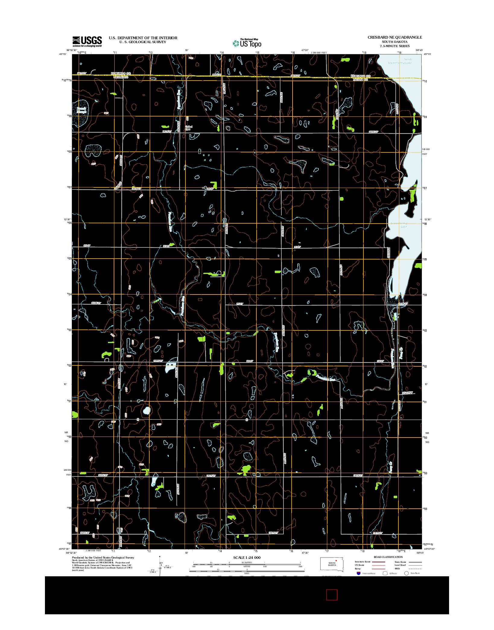 USGS US TOPO 7.5-MINUTE MAP FOR CRESBARD NE, SD 2012